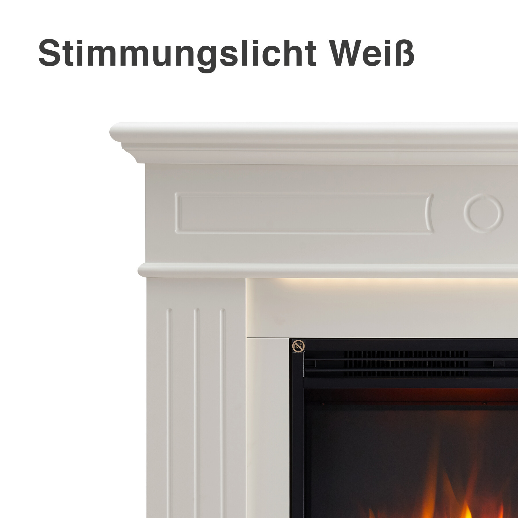 Balderia Elektrischer Kamin Elektrischer-Kamin Leandros weiß MDF B/H/T: ca. 110x95x24,9 cm