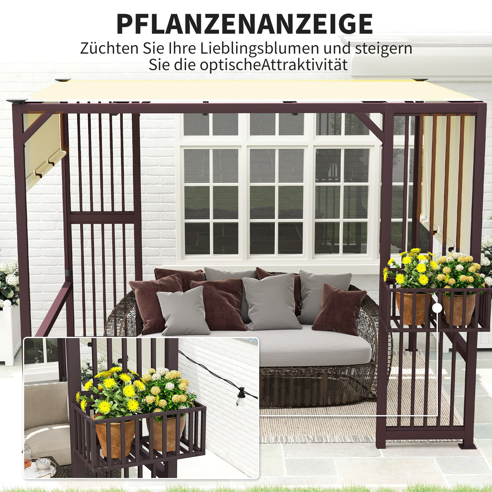 Outsunny Pavillon kaffee Polyester B/H/L: ca. 252x230x295 cm