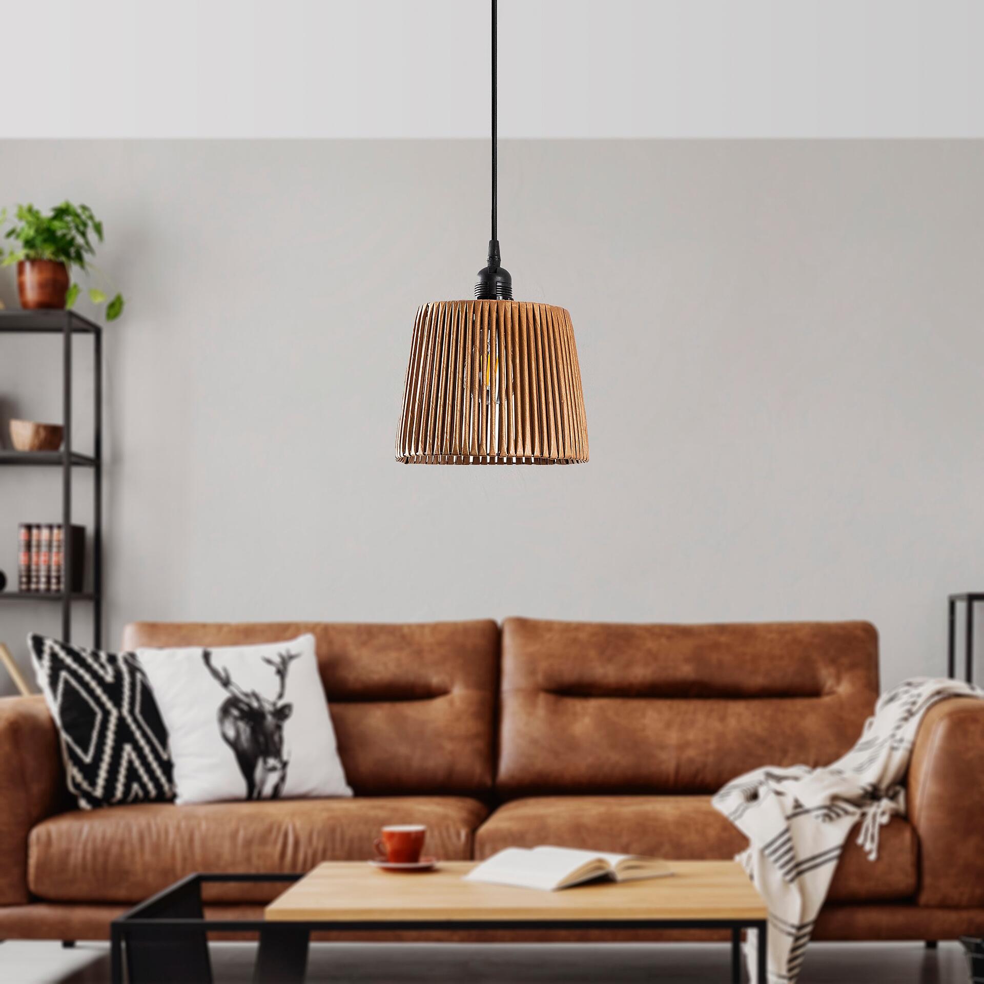 Opviq Pendelleuchte Akin Natural kamel Metall Bambus B/H/T/L/D: ca. 20x60x20x20x20 cm E27 1 Brennstellen