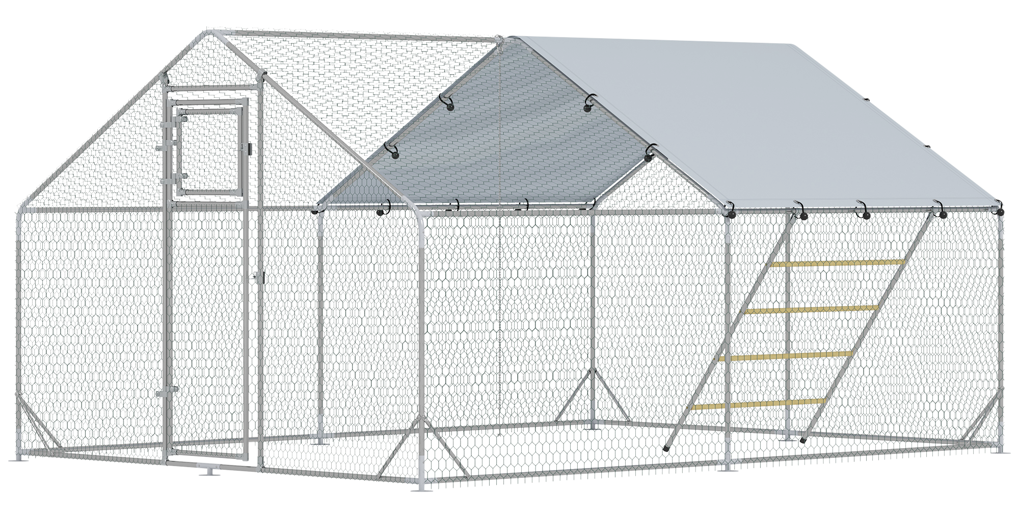 PawHut Hühnerstall silber Stahl B/H/L: ca. 400x195x300 cm