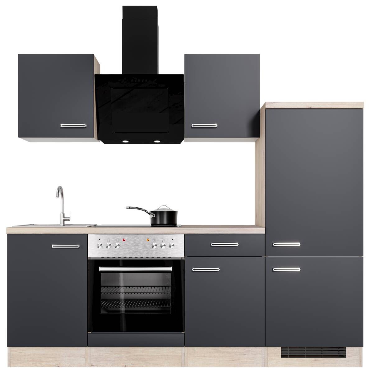 Küchenblock Elva anthrazit strukturiert B/H/T: ca. 220x200x60 cm