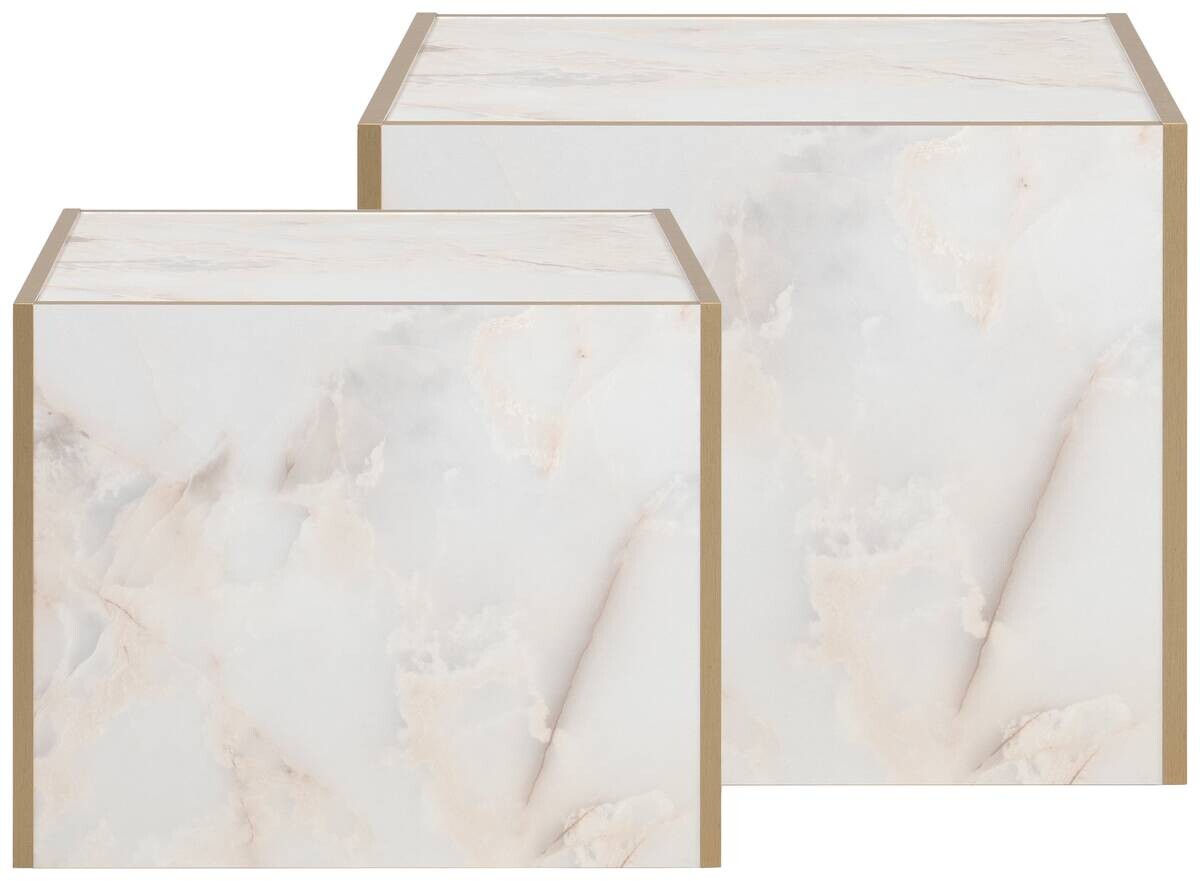 Beistelltisch Brilon weiß gold Optik B/H/T: ca. 43x35x43 cm Beistelltisch Brilon weiß gold Optik B/H/T: ca. 43x35x43 cm