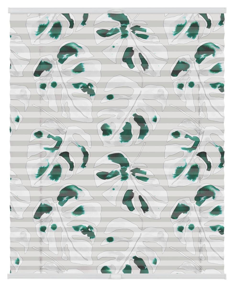 LICHTBLICK Spannplissee Monstera grün B/L: ca. 45x130 cm