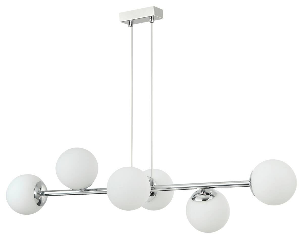 Lamkur Hängeleuchte Maddie Chrom Glas Stahl B/H/L: ca. 111x40x96 cm E14 6 Brennstellen