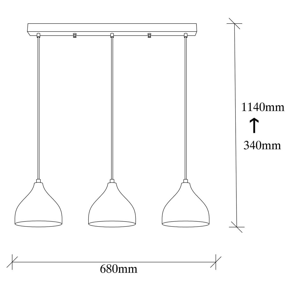Opviq Pendelleuchte Tattoo schwarz Metall B/H/T/L/D: ca. 18x114x18x68x18 cm E27 3 Brennstellen