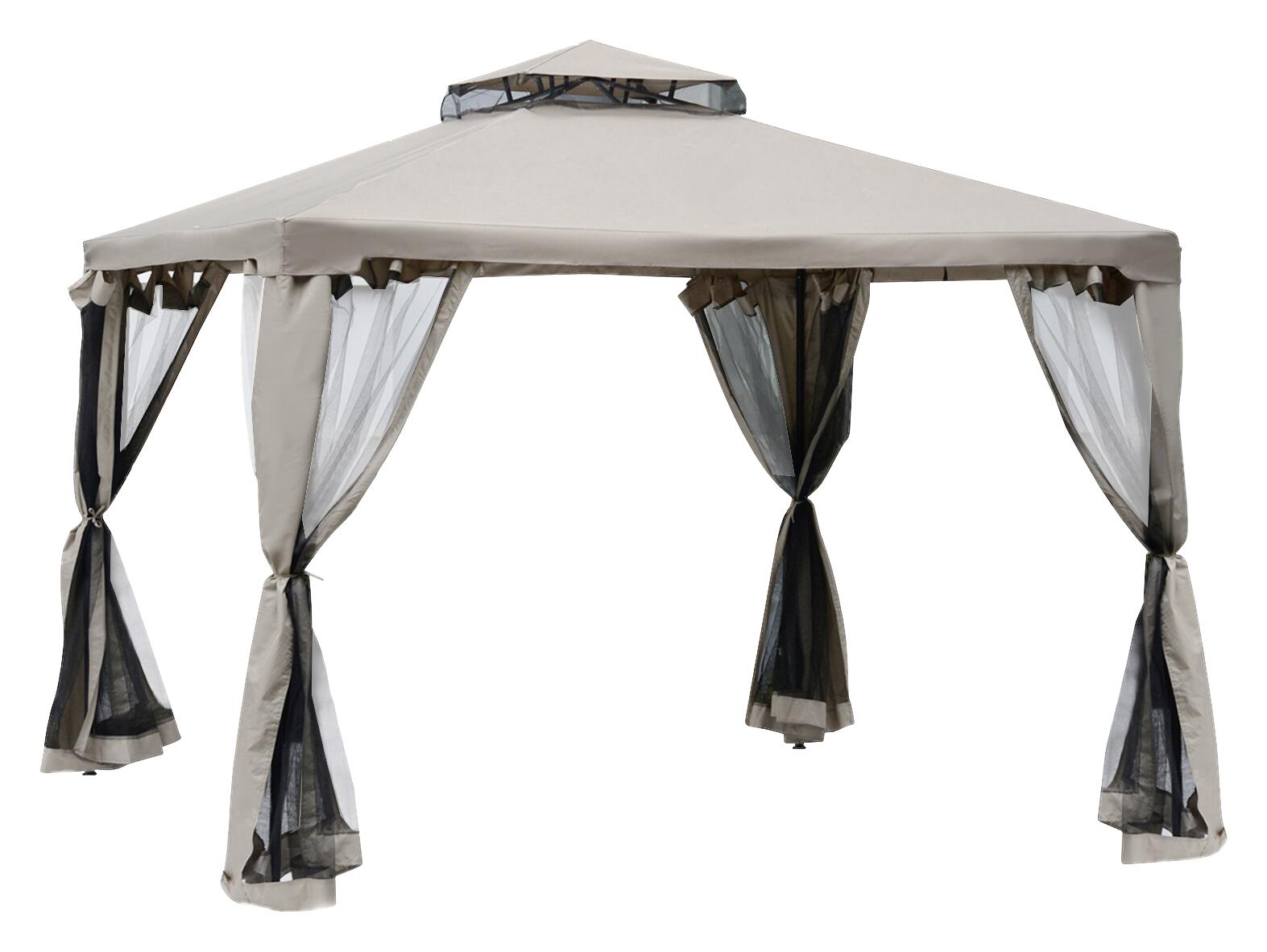 Outsunny Gartenpavillon beige Metall B/H/L: ca. 295x263x295 cm