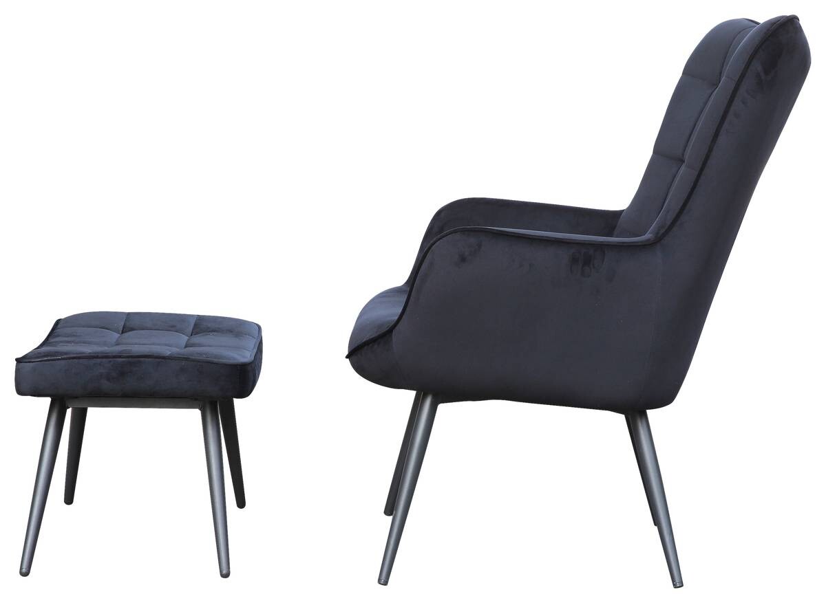 byLIVING Sessel UTA schwarz schwarz Stoff Metall B/H/T: ca. 72x97x80 cm