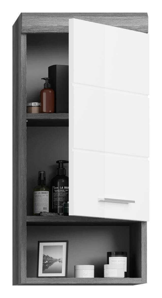 Badezimmer-Set Scout Rauchsilber Nachbildung weiß Hochglanz B/H/T: ca. 164x191x34 cm