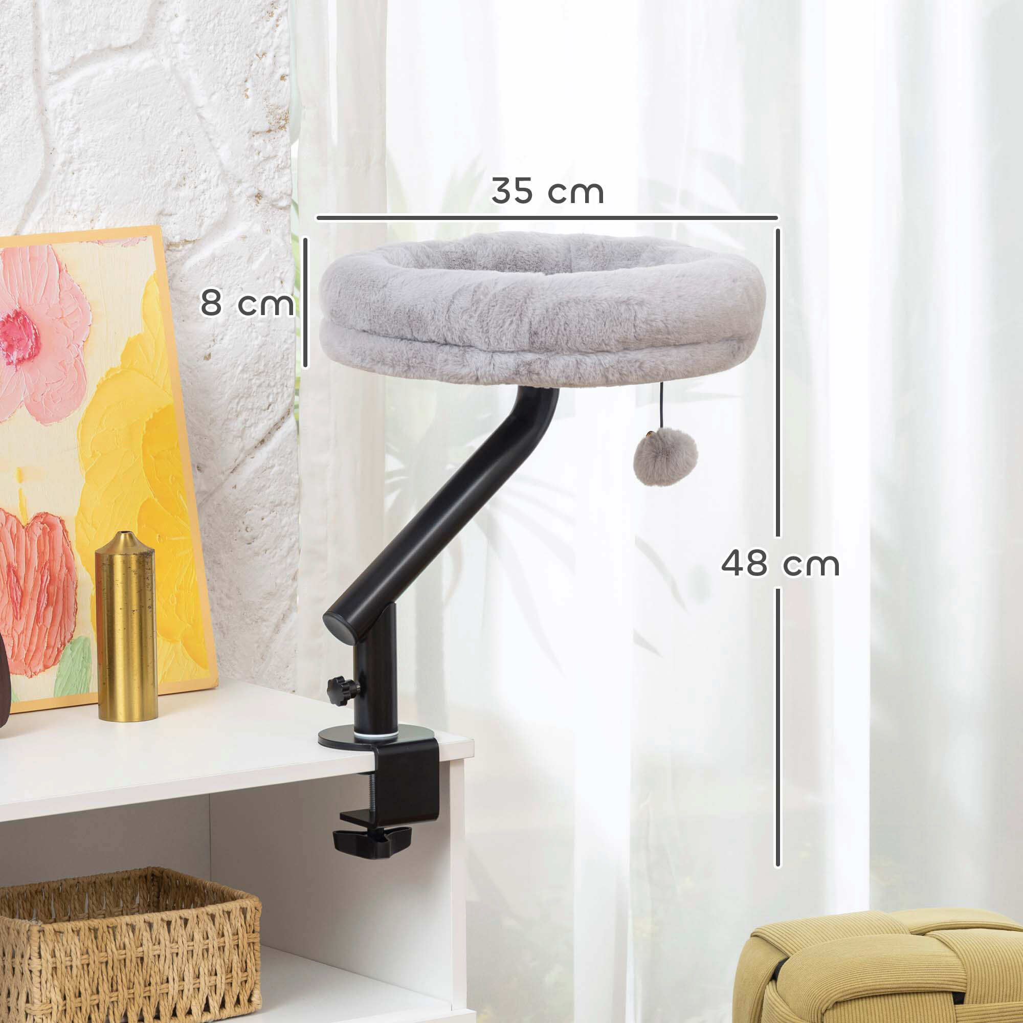 PawHut Katzen-Schreibtischbett grau Stahl B/H/L: ca. 35x48x35 cm