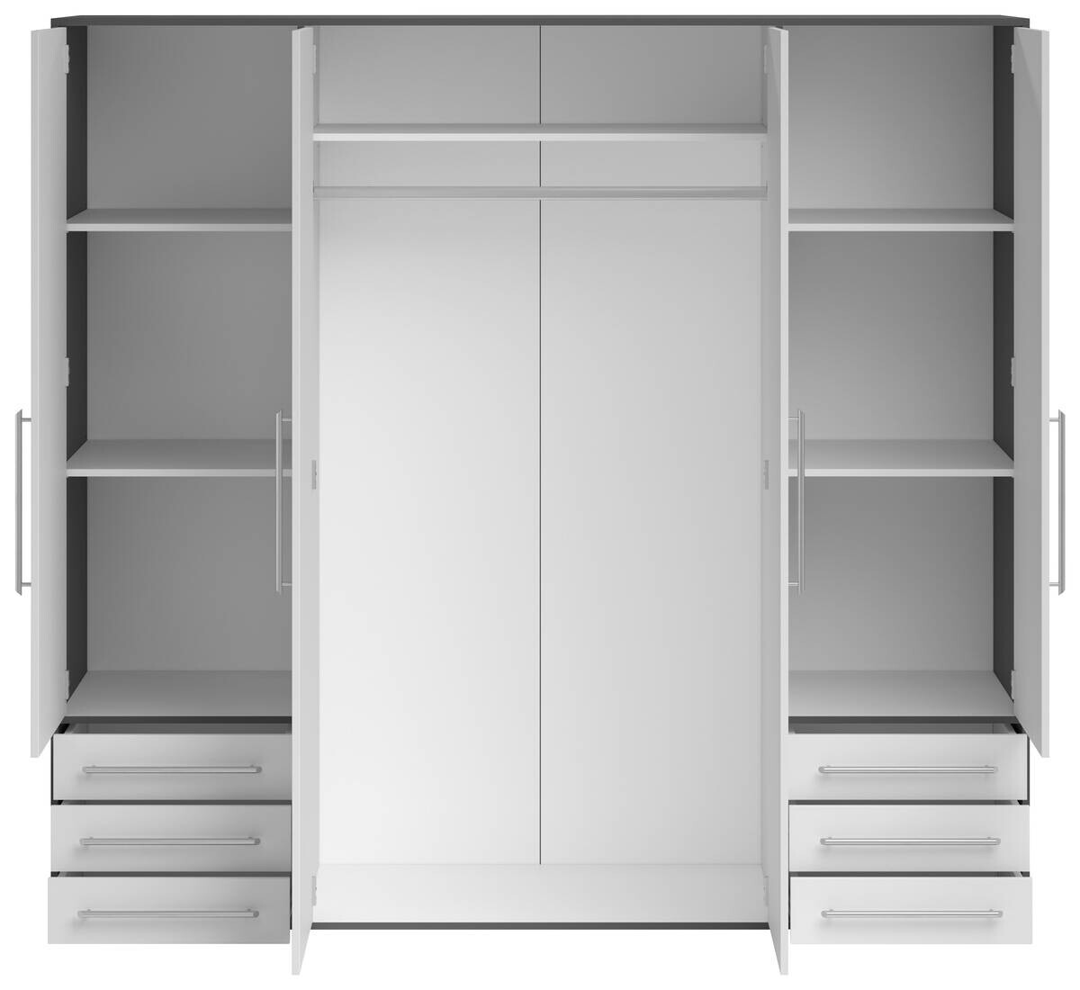 Kleiderschrank Lyss Graphit weiß B/H/T: ca. 205x194x58 cm