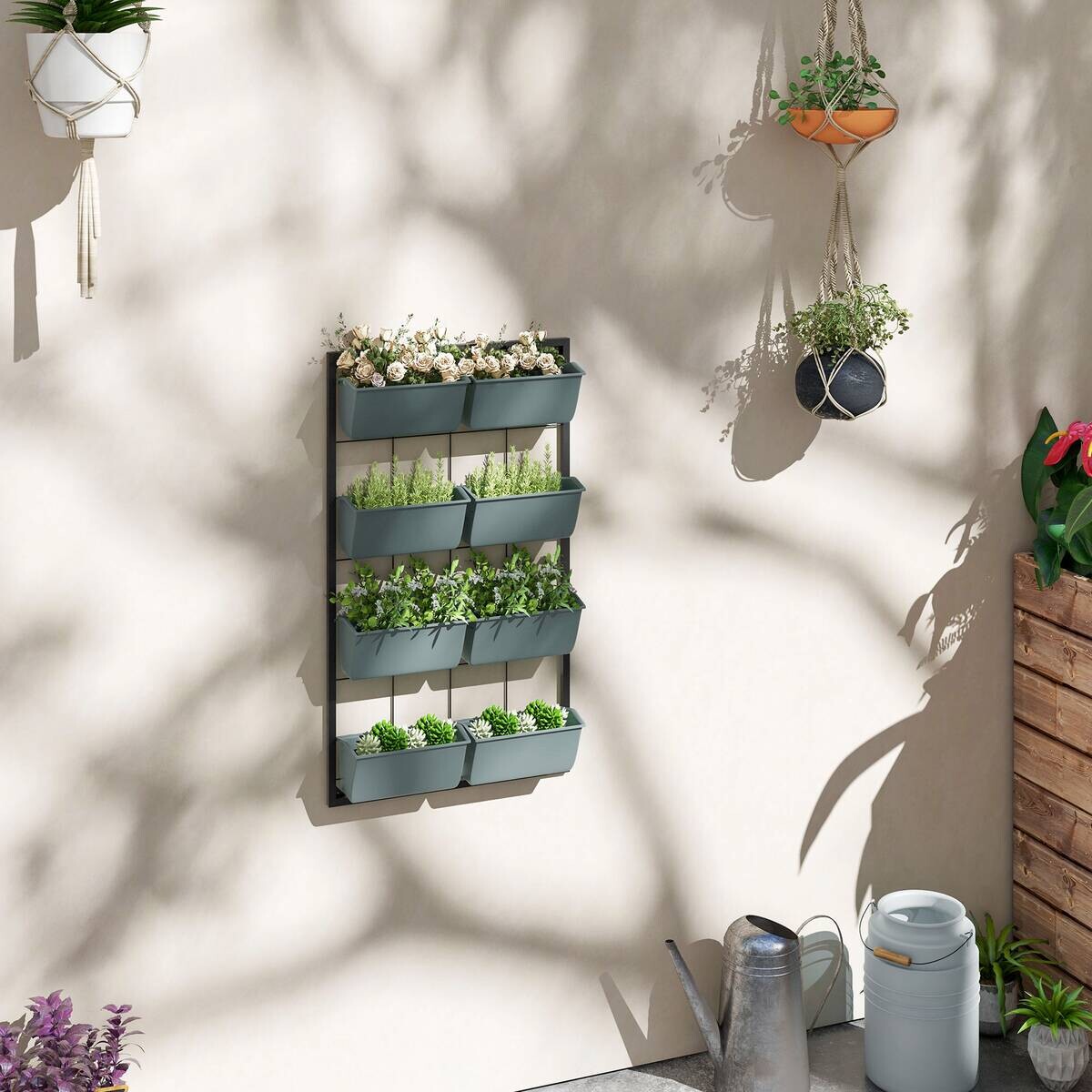 Outsunny Pflanzenständer schwarz Polypropylen B/H/L: ca. 14x52,5x90 cm