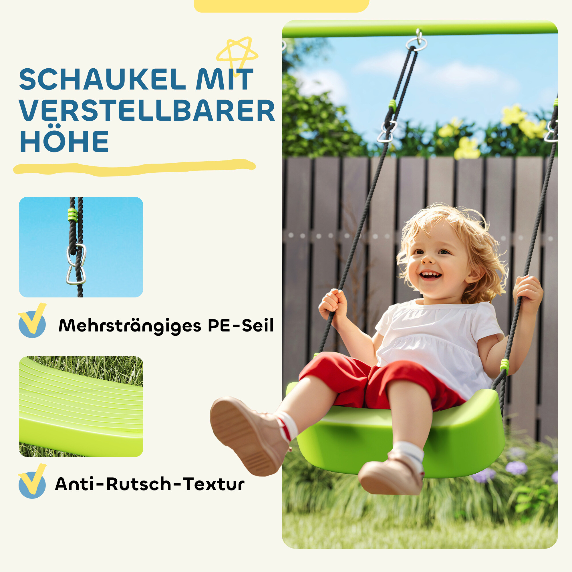 AIYAPLAY Kinderschaukel blau B/H/L: ca. 180x182x283 cm