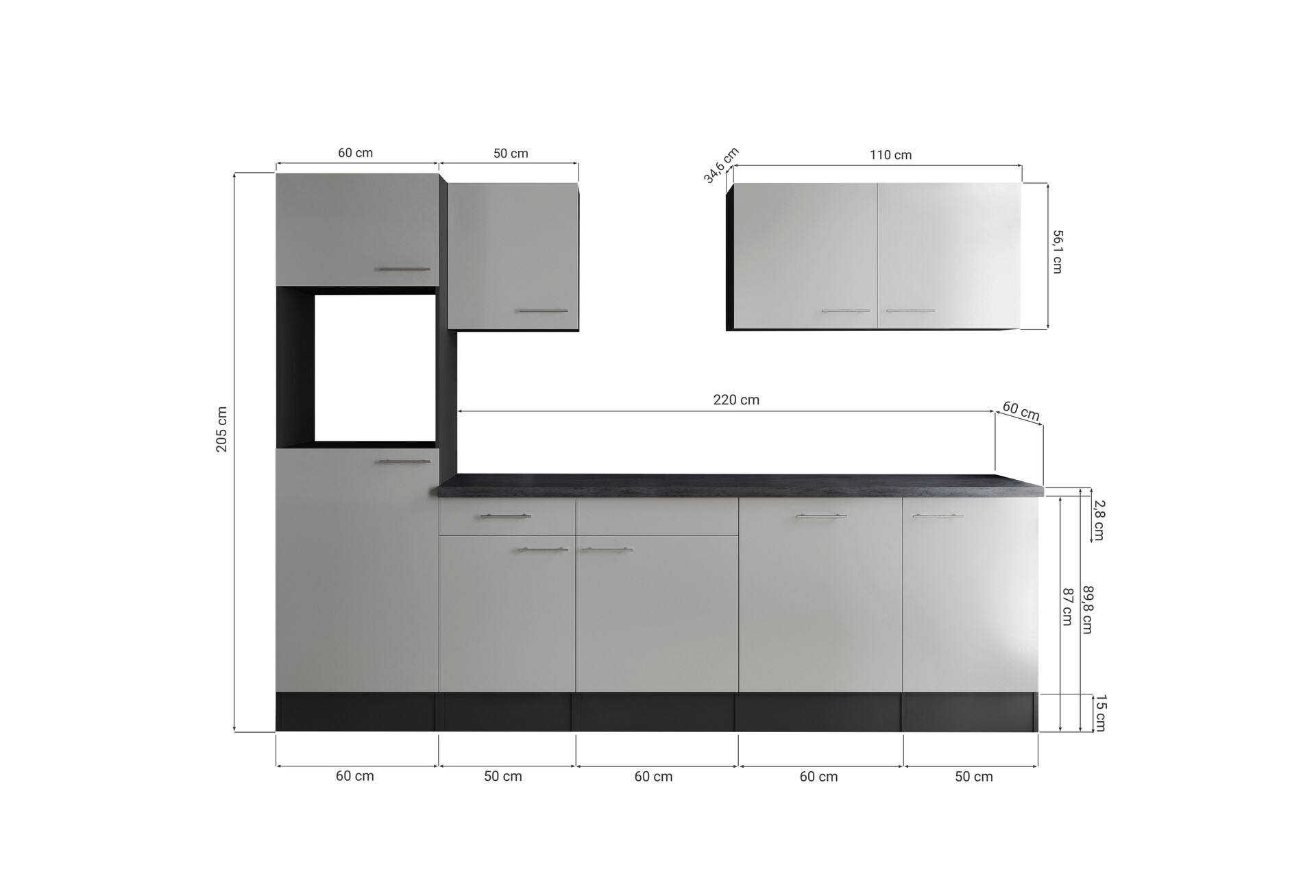 Küchenblock Oliver B/H/T: ca. 280x205x60 cm