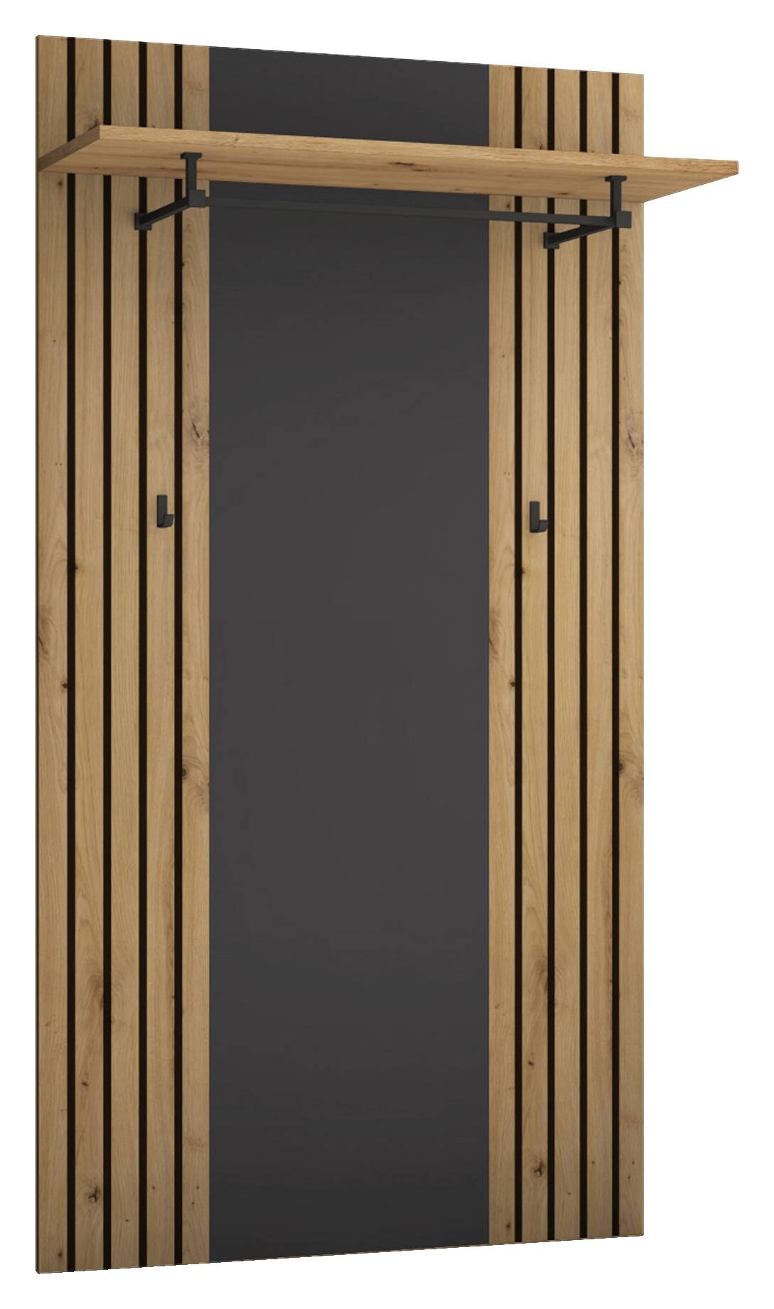Garderobenpaneel Lagos Eiche Artisan Nachbildung anthrazit B/H/T: ca. 80x150x28 cm Garderobenpaneel Lagos Eiche Artisan Nachbildung anthrazit B/H/T: ca. 80x150x28 cm