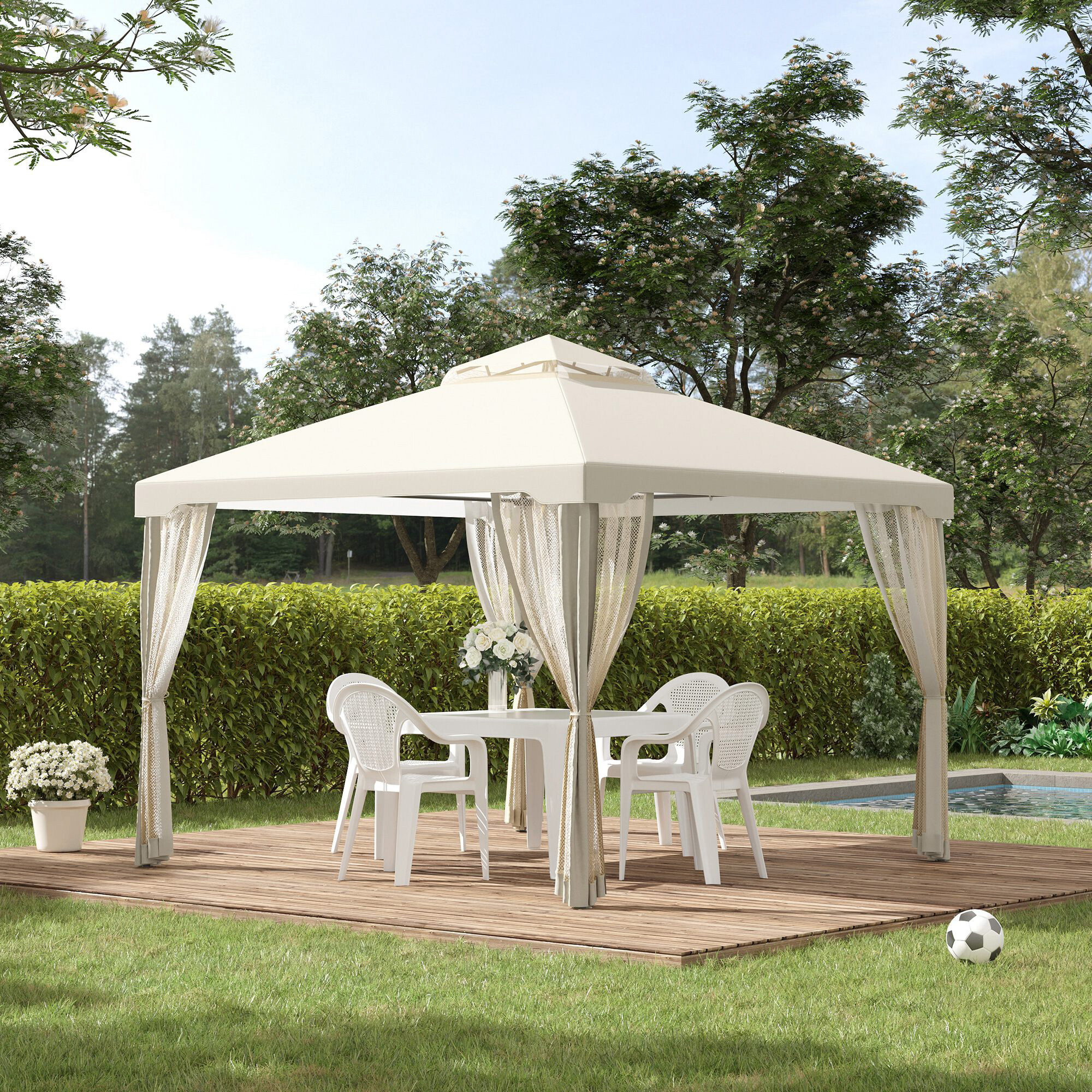 Outsunny Pavillon creme Polyester B/H/L: ca. 294x265x294 cm