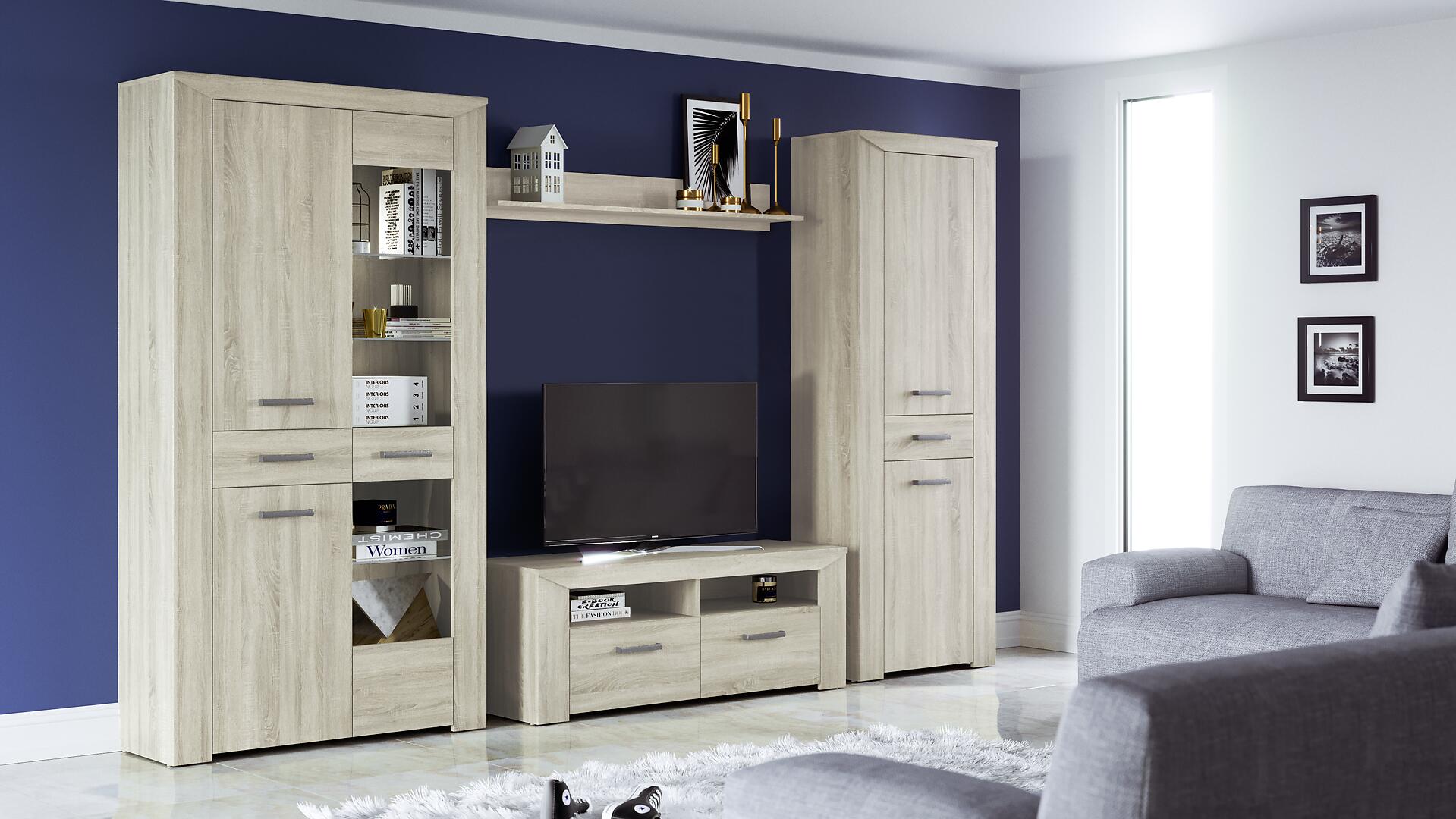 Vitrine Lorenzo Eiche Sonoma Nachbildung B/H/T: ca. 70x197x38 cm