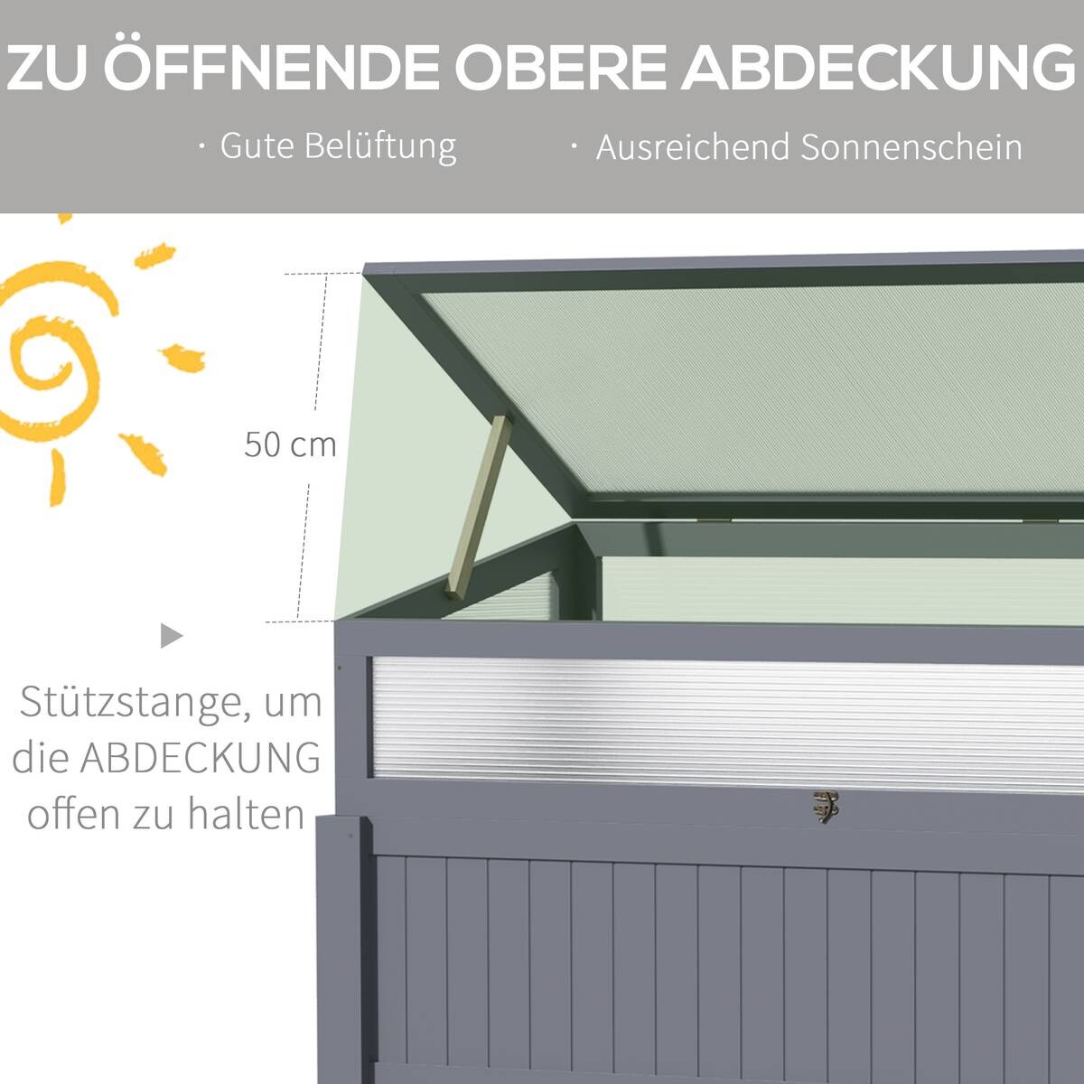 Outsunny Hochbeet grau Holz B/H/L: ca. 54x122x120 cm