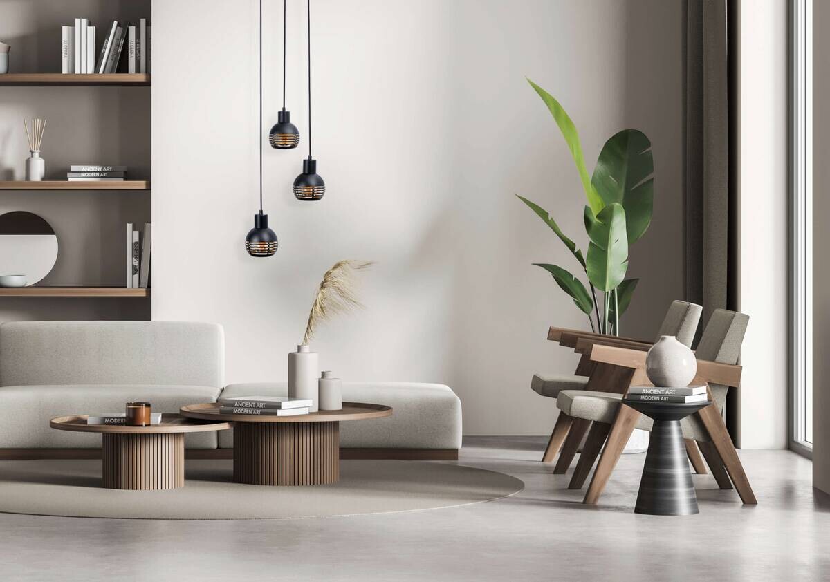 Näve Leuchten Pendelleuchte Casco NV7092622 schwarz Metall H/D: ca. 120x25 cm E27 3 Brennstellen