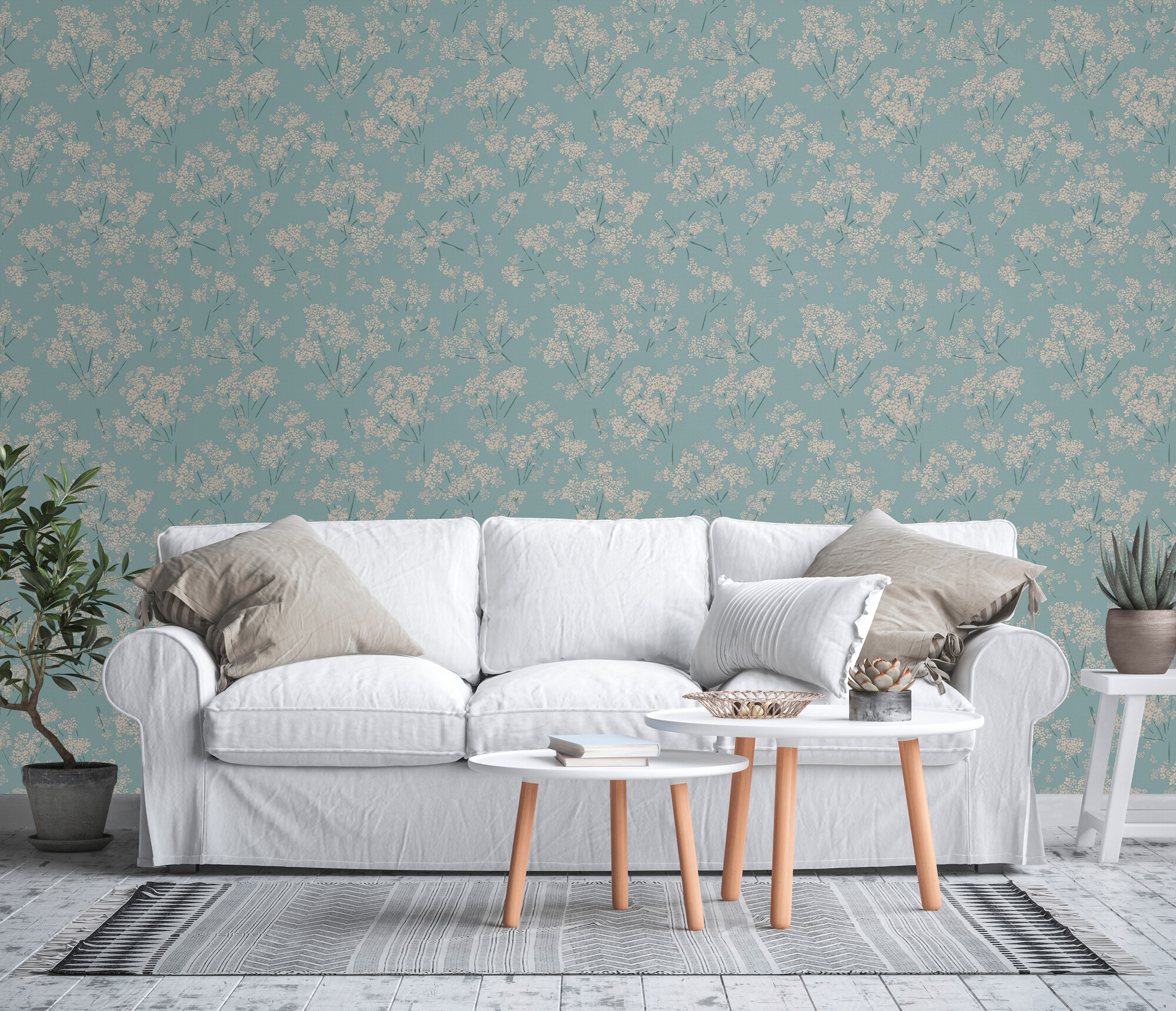 A.S.Creation Vliestapete türkis beige B/H/D: ca. 53x1005x8,6 cm