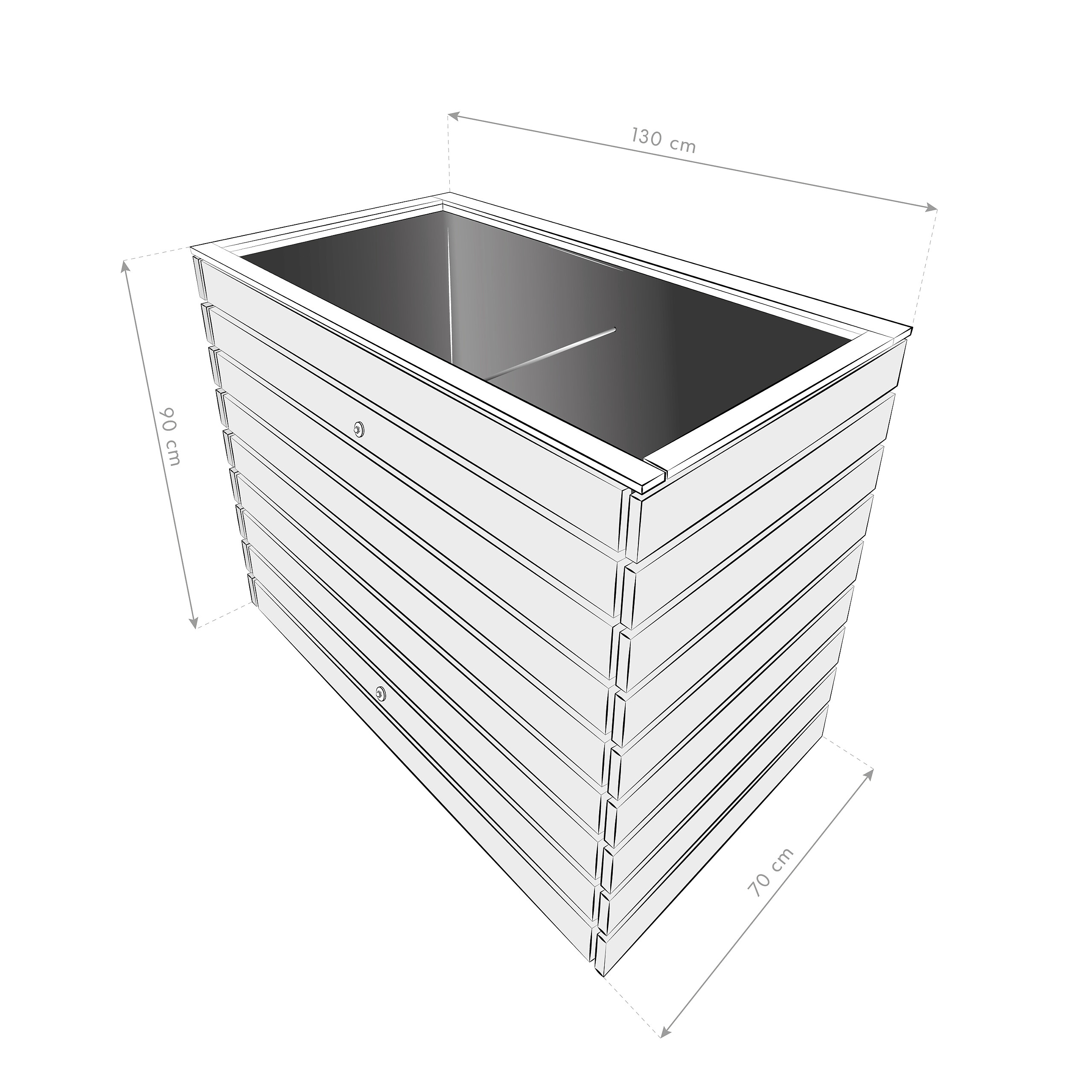 Westmann Hochbeet Fichte L natur Fichte B/H/L: ca. 70x90x130 cm