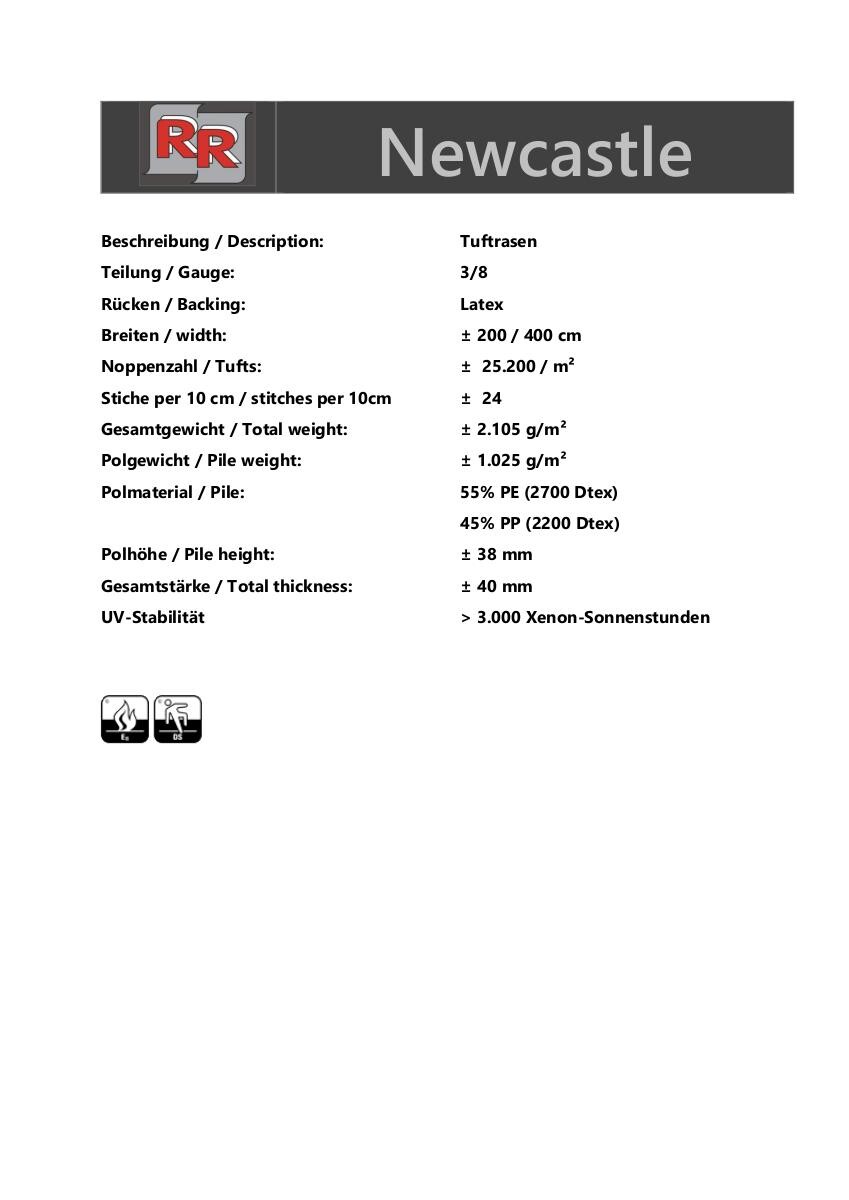 Kunstrasen Newcastle grün B: ca. 200 cm pro m²