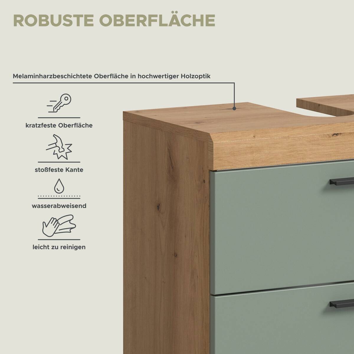 Badezimmer-Set Scout Eiche Artisan Nachbildung salbei Nachbildung B/H/T: ca. 60x191x37 cm