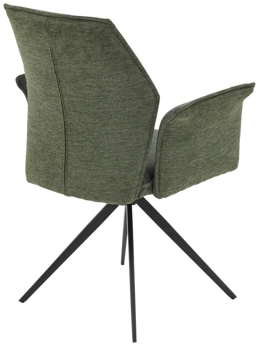 Armlehnstuhl 4er Set SUSANNE grün Vintage schwarz Webstoff Metall Microfaser B/H/T: ca. 65x92x64 cm