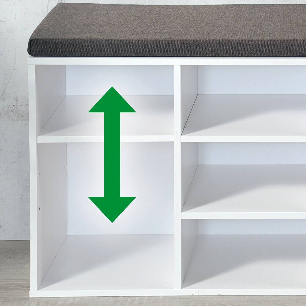 Kesper Schuhschrank mit Sitzkissen weiß Spanplatte B/H/L: ca. 29,5x48x103,5 cm