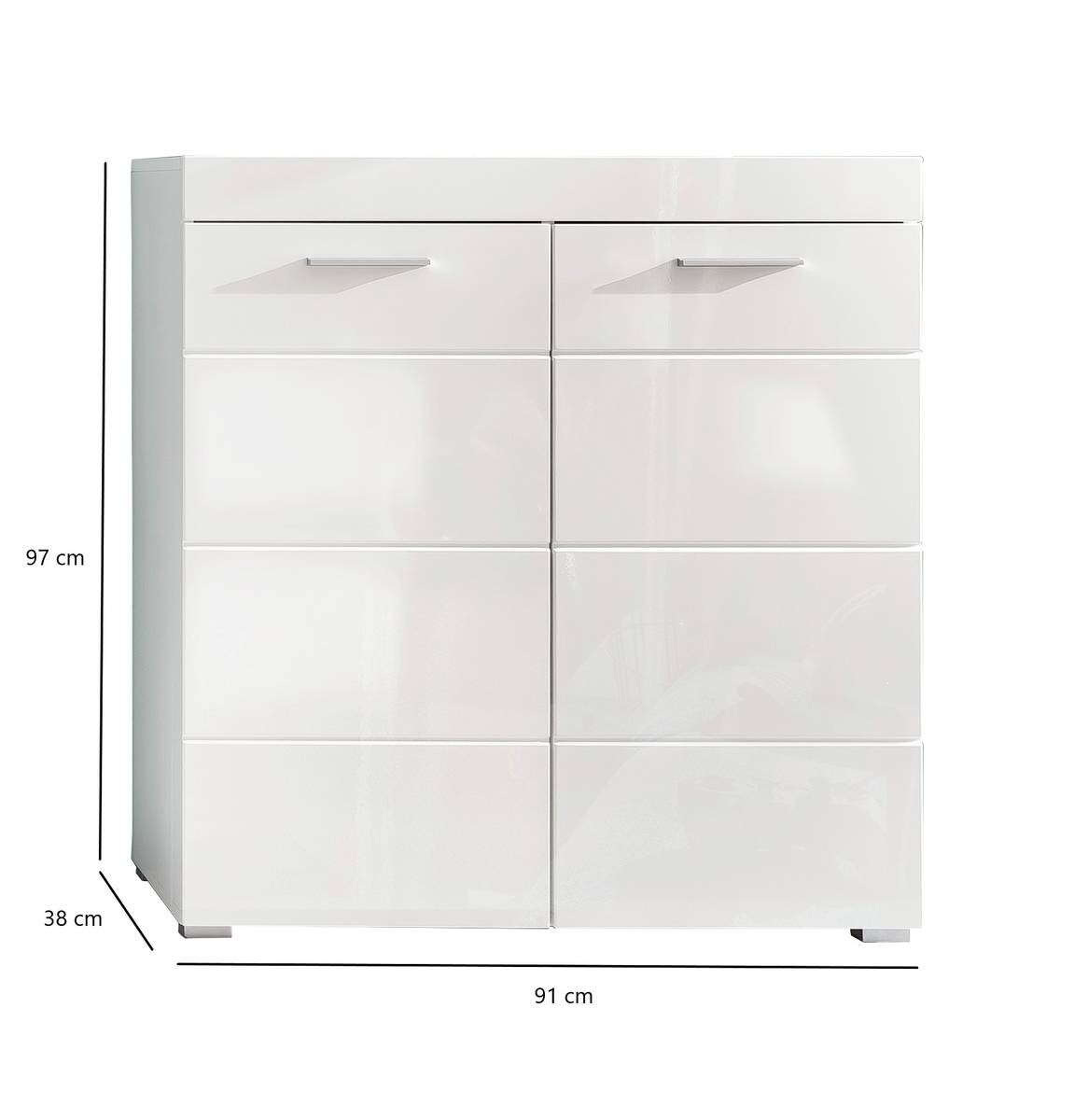 Schuhschrank Amanda weiß Hochglanz weiß B/H/T: ca. 91x97x38 cm