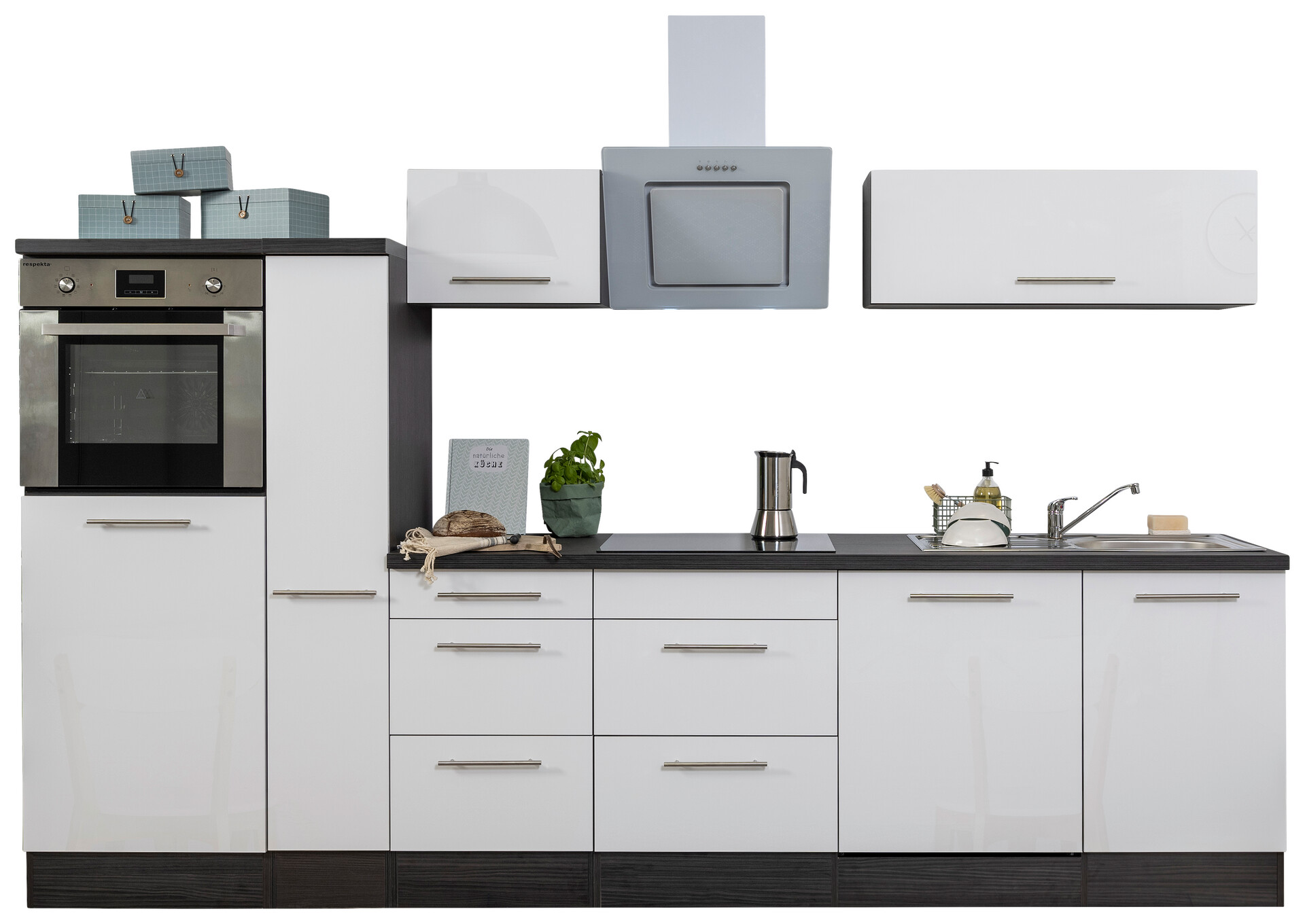 Respekta Küchenblock Amanda weiß Hochglanz B/H/T: ca. 310x200x60 cm