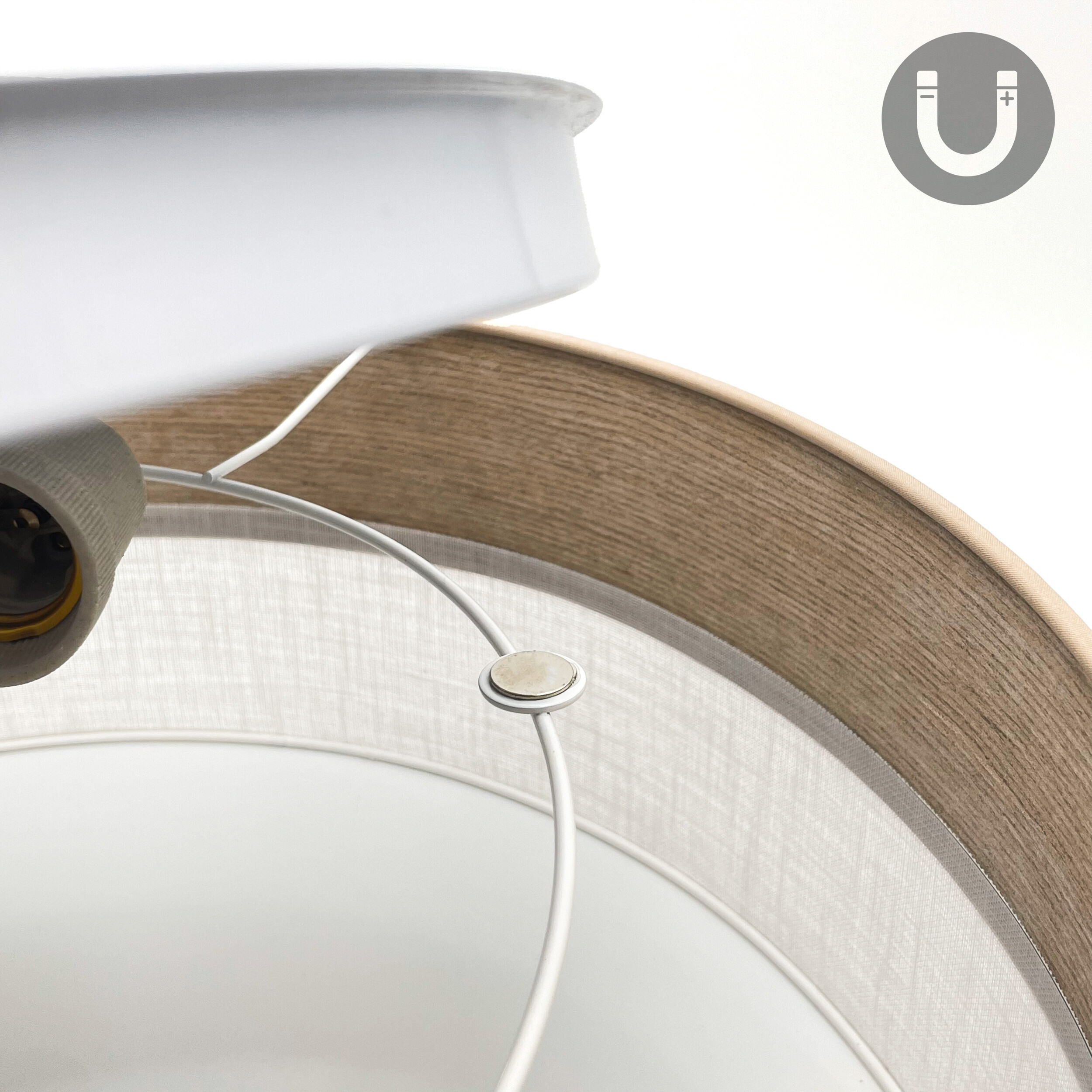 Lamkur Deckenleuchte Eiche weiß PVC Holz B/H/L: ca. 45x15x45 cm E27 2 Brennstellen