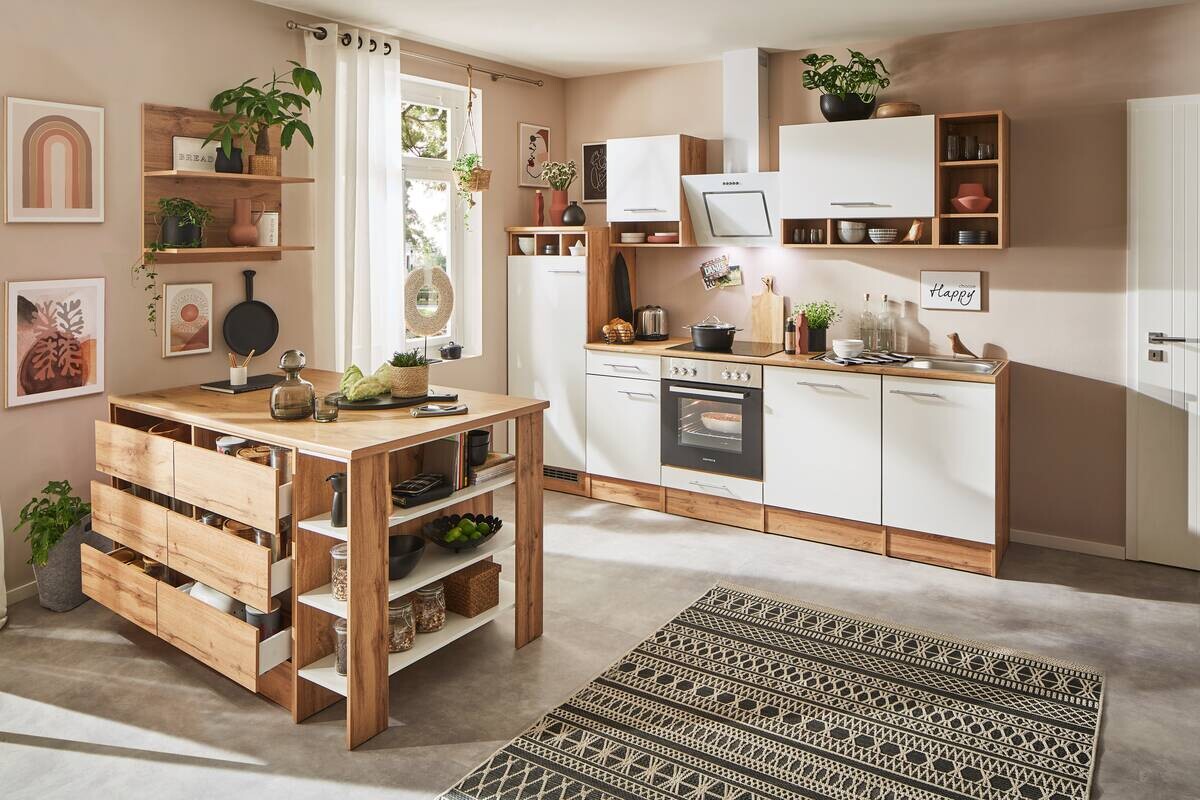 Respekta Inselküche Hilde weiß matt B/H/T: ca. 280x205x60 cm