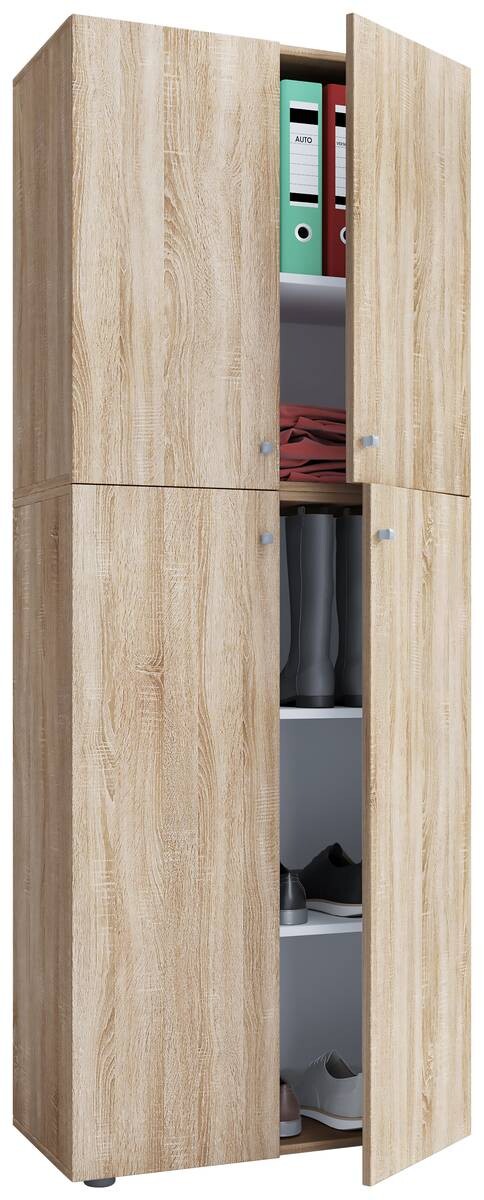 Schuhschrank Lona XXL Eiche Sonoma Nachbildung weiß B/H/T: ca. 70x182x39 cm