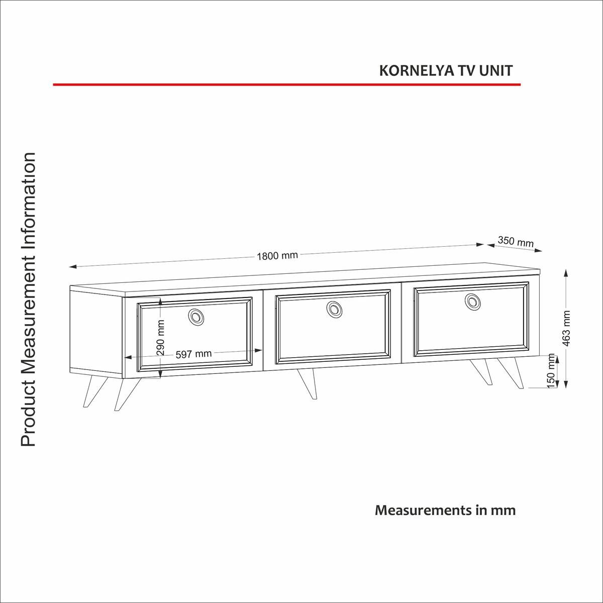 TV-Lowboard Cornelia weiß B/H/T: ca. 180x46,3x35 cm