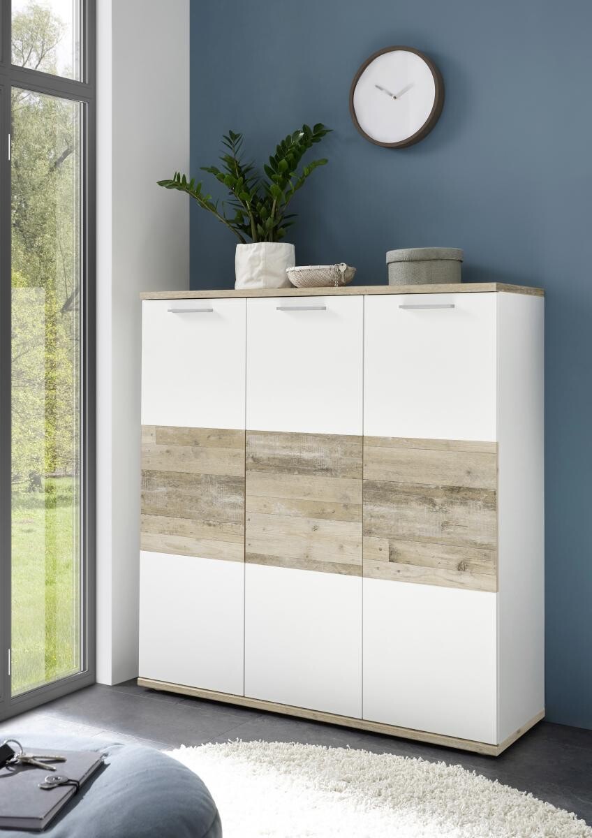 Kommode Hugo weiß Old Wood hell Nachbildung B/H/T: ca. 116x122x38 cm