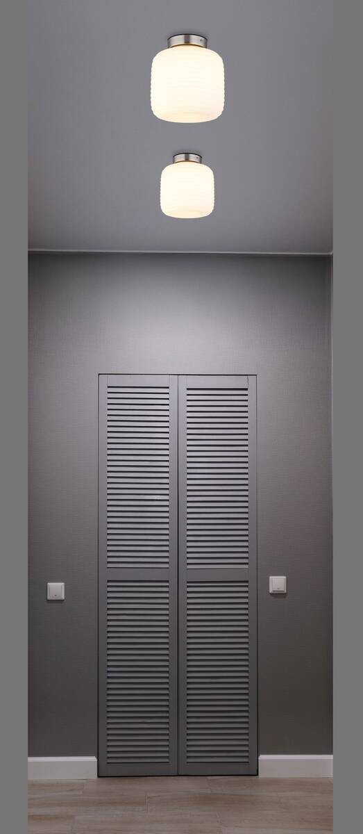 GLOBO Deckenleuchte nickel matt Opal Glas Metall H/D: ca. 21x20 cm 1 Brennstellen