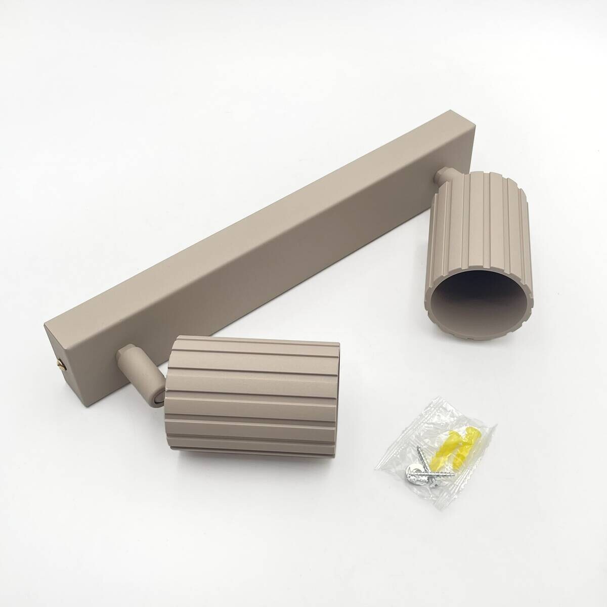 Lamkur Strahler Prisma beige Stahl B/H/L: ca. 6,5x16,5x30 cm 2 Brennstellen