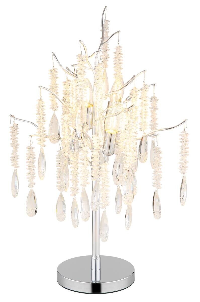 GLOBO Tischleuchte klar silber Glas Metall H/D: ca. 67x41 cm E14 4 Brennstellen