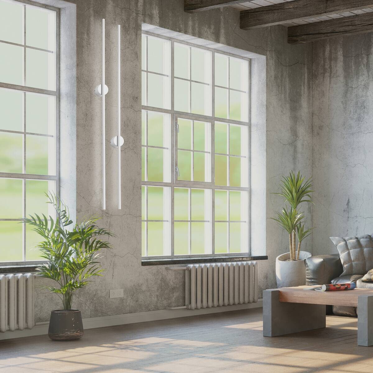 Lamkur LED-Wandleuchte weiß PVC Holz B/H/L: ca. 7x120x7 cm