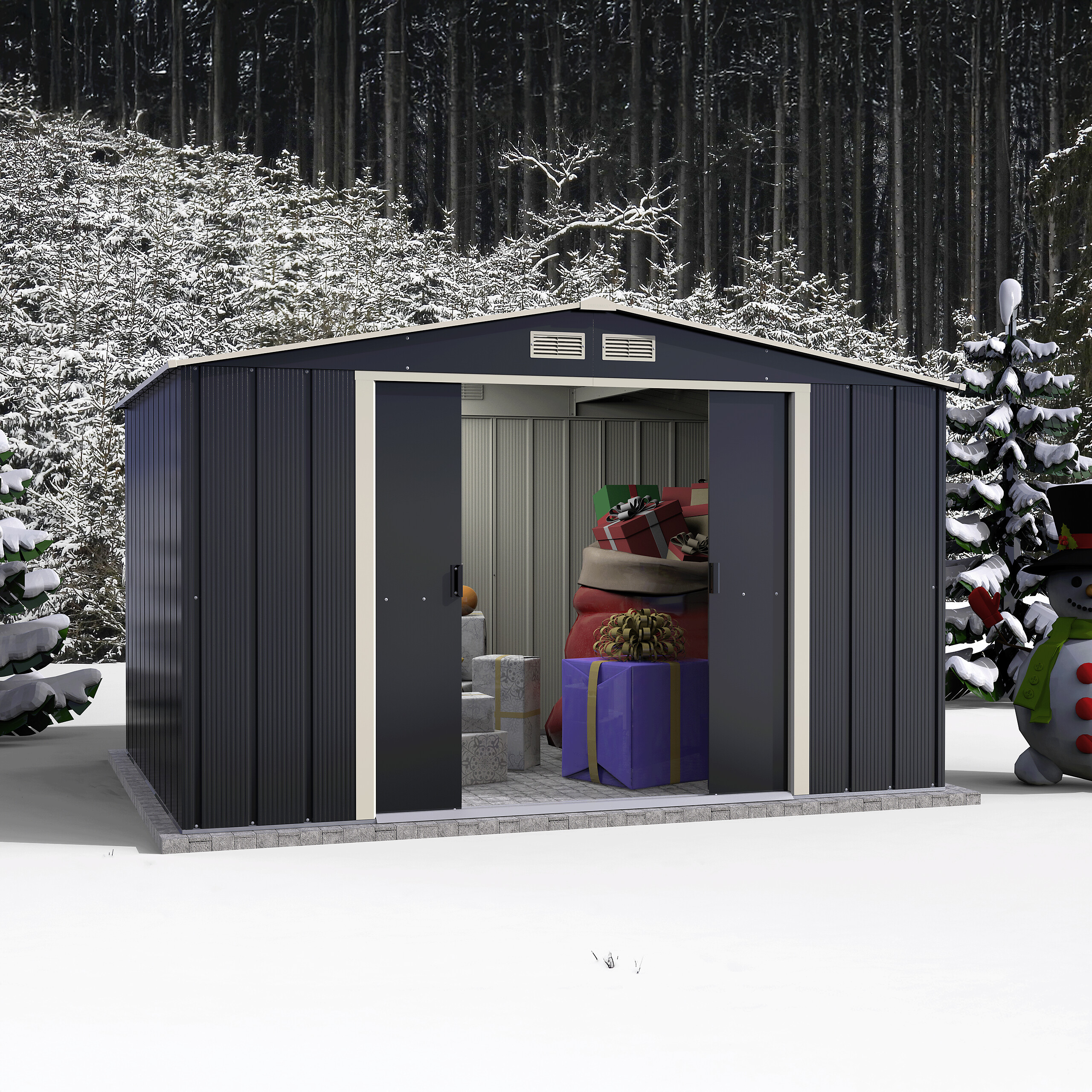 VCM Gerätehaus anthrazit B/H/L: ca. 322x196x234 cm