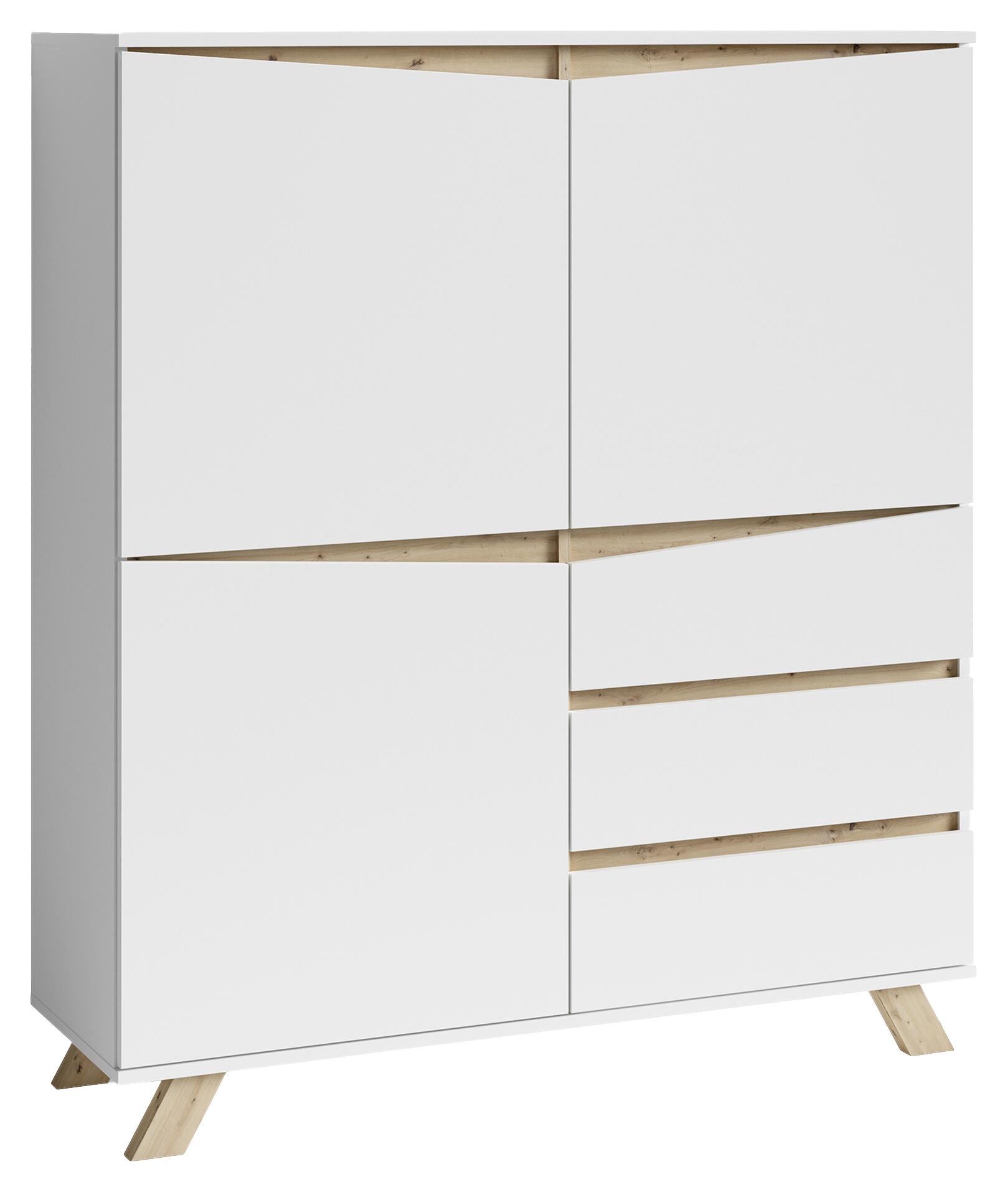 Highboard VALENTIN weiß Eiche Nachbildung B/H/T: ca. 120x142x38 cm