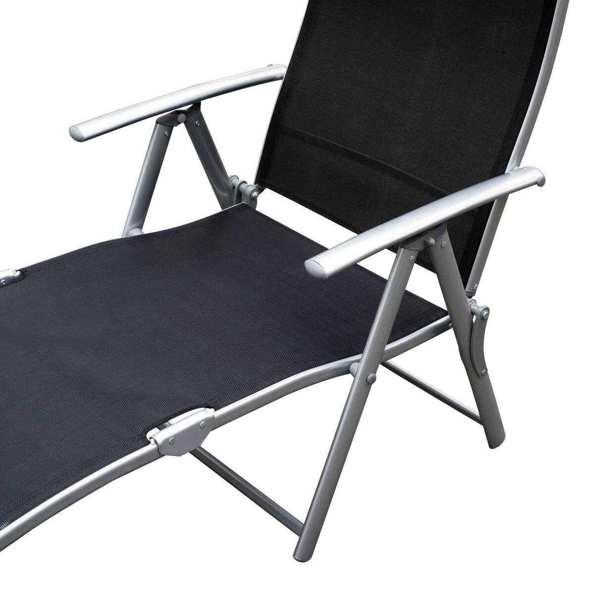 Outsunny Gartenliege schwarz Metall B/H/L: ca. 63,5x100,5x180 cm