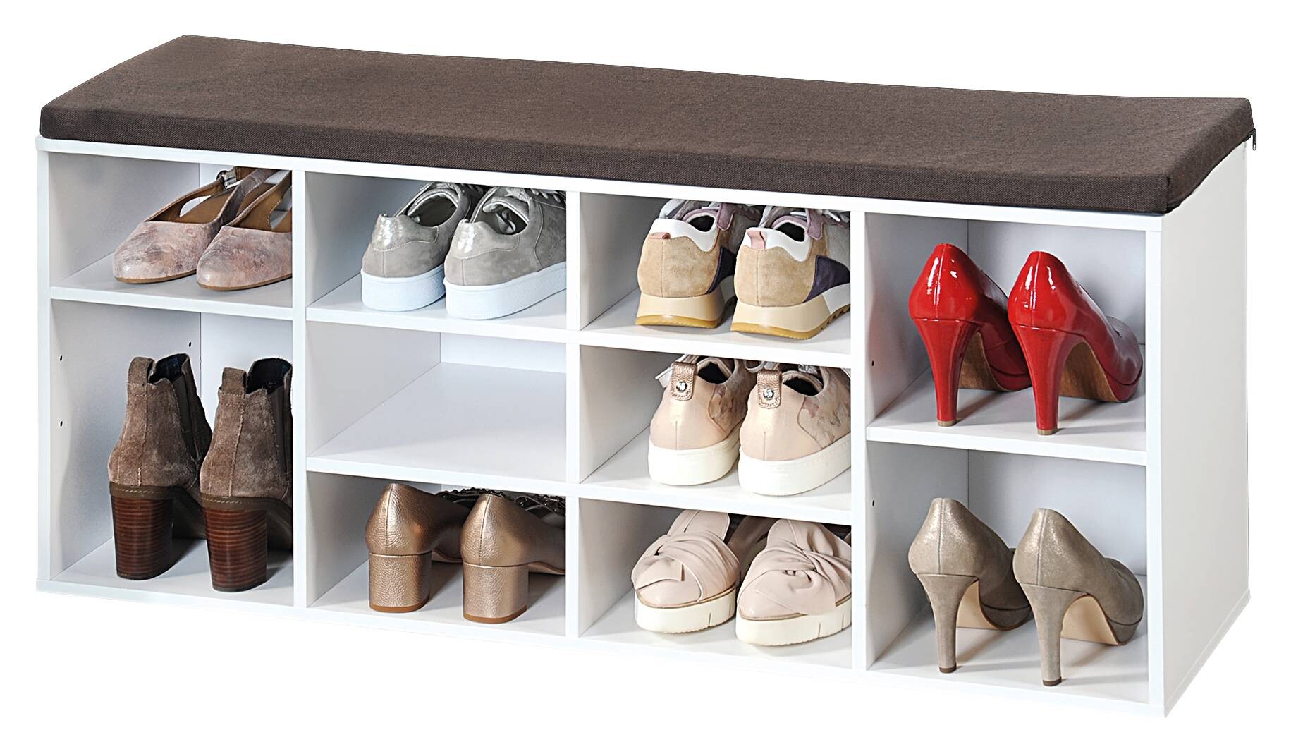 Kesper Schuhschrank mit Sitzkissen weiß Spanplatte B/H/L: ca. 29,5x48x103,5 cm