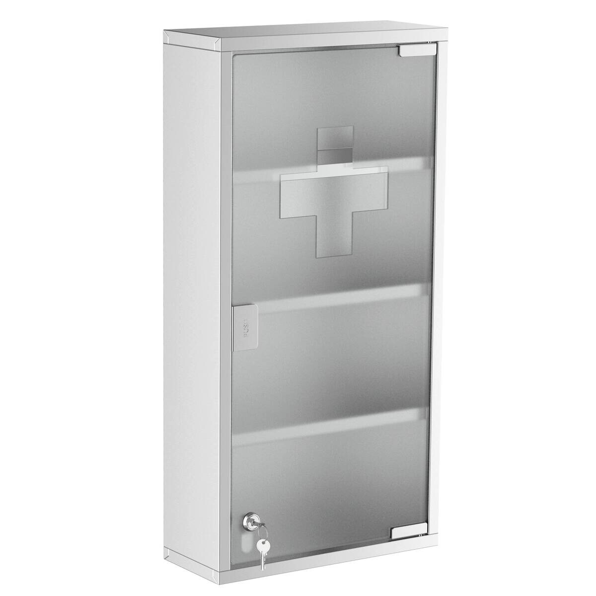 Medizinschrank silber Glas B/H/L: ca. 12x30x60 cm