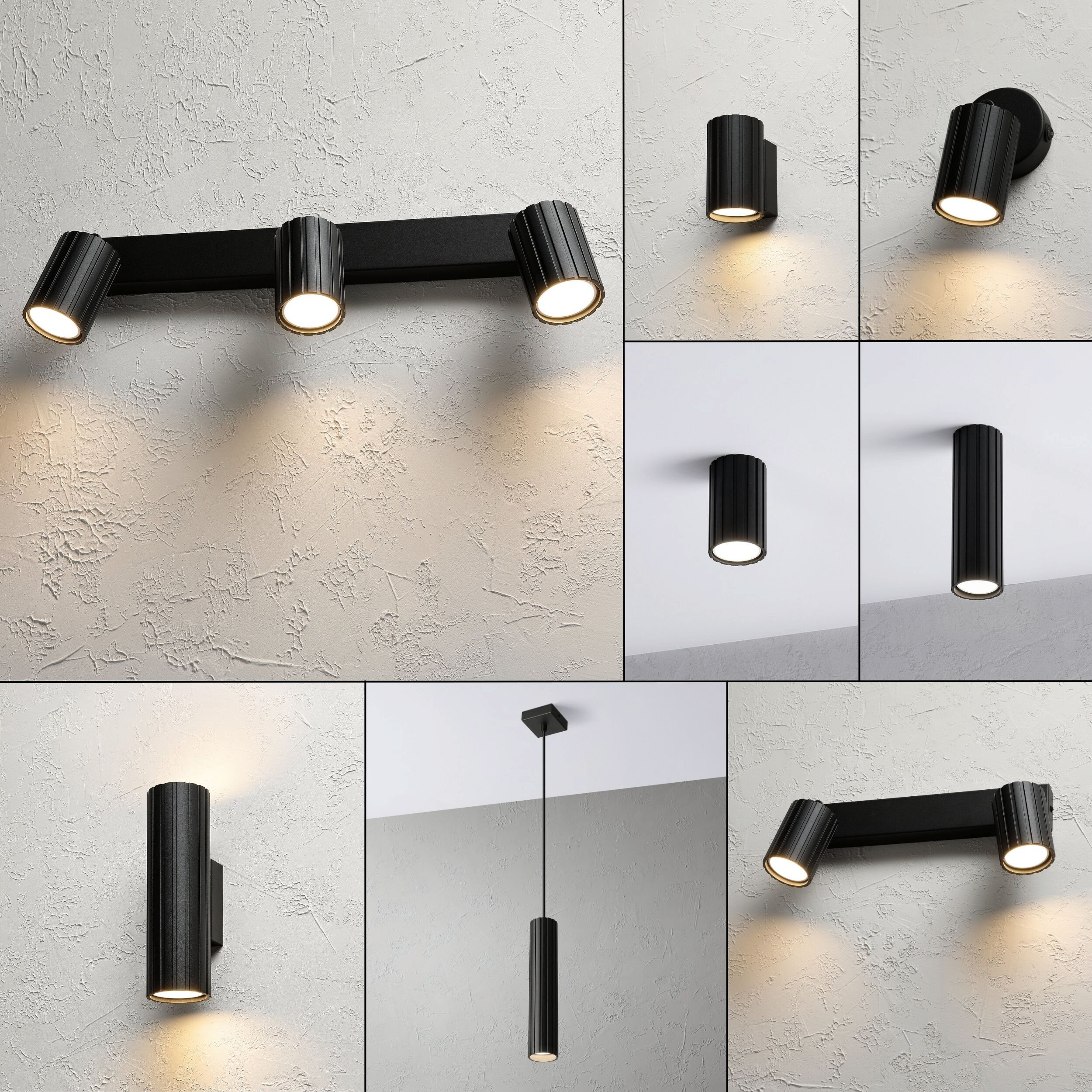 Lamkur Strahler Prisma schwarz Stahl B/H/L: ca. 6,5x16,5x45 cm 3 Brennstellen