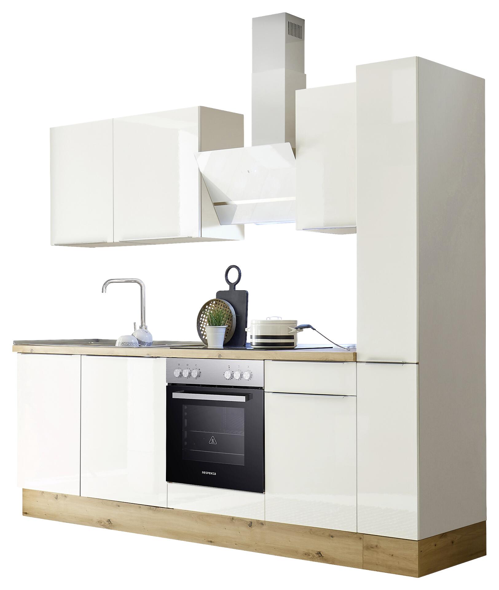 Respekta Küchenblock Marleen weiß Hochglanz B/H/T: ca. 250x211x60 cm