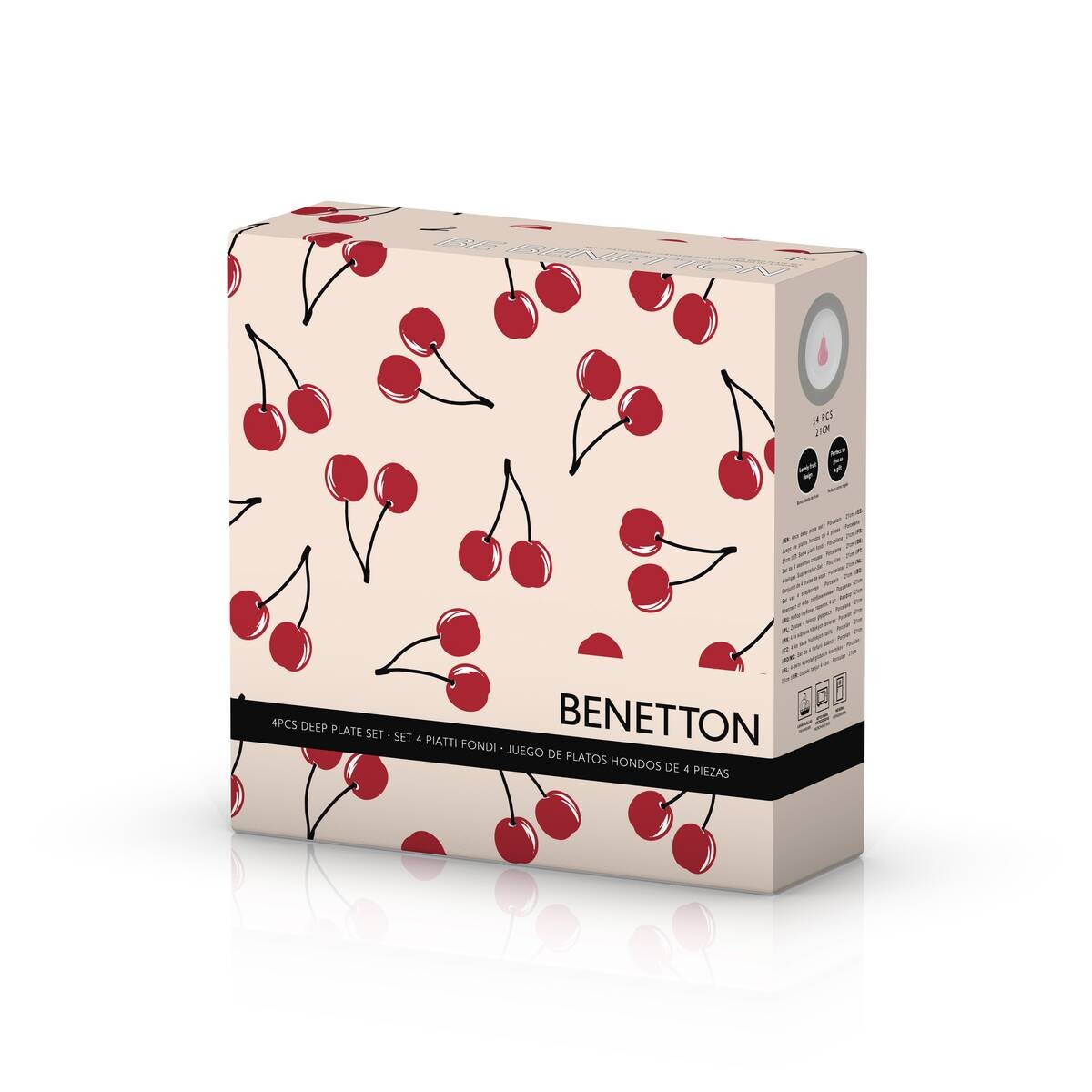 BENETTON Essteller tief BENETTON FRUITS schwarz Porzellan D: ca. 21 cm