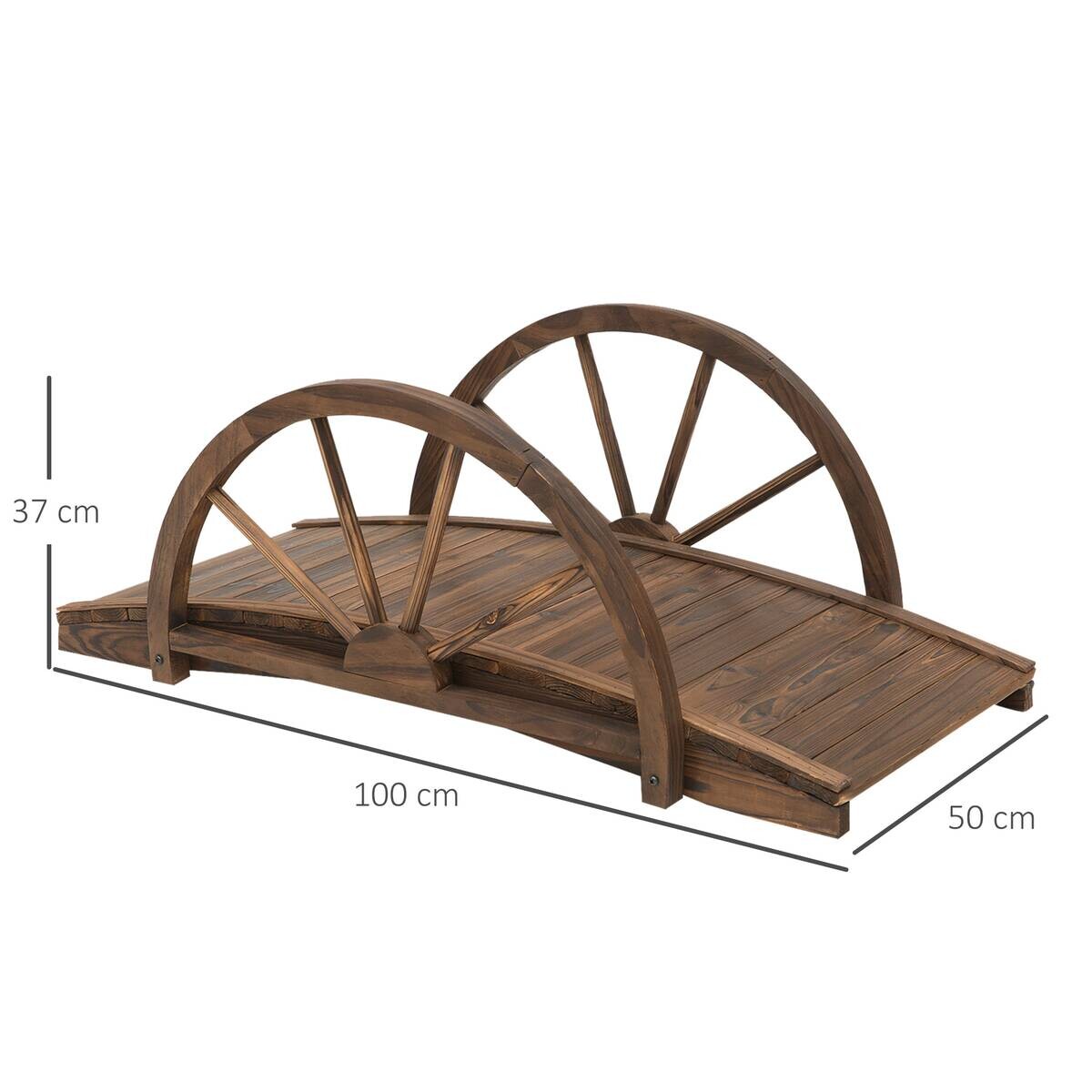 Outsunny Gartenbrücke braun Holz B/H/L: ca. 50x37x100 cm