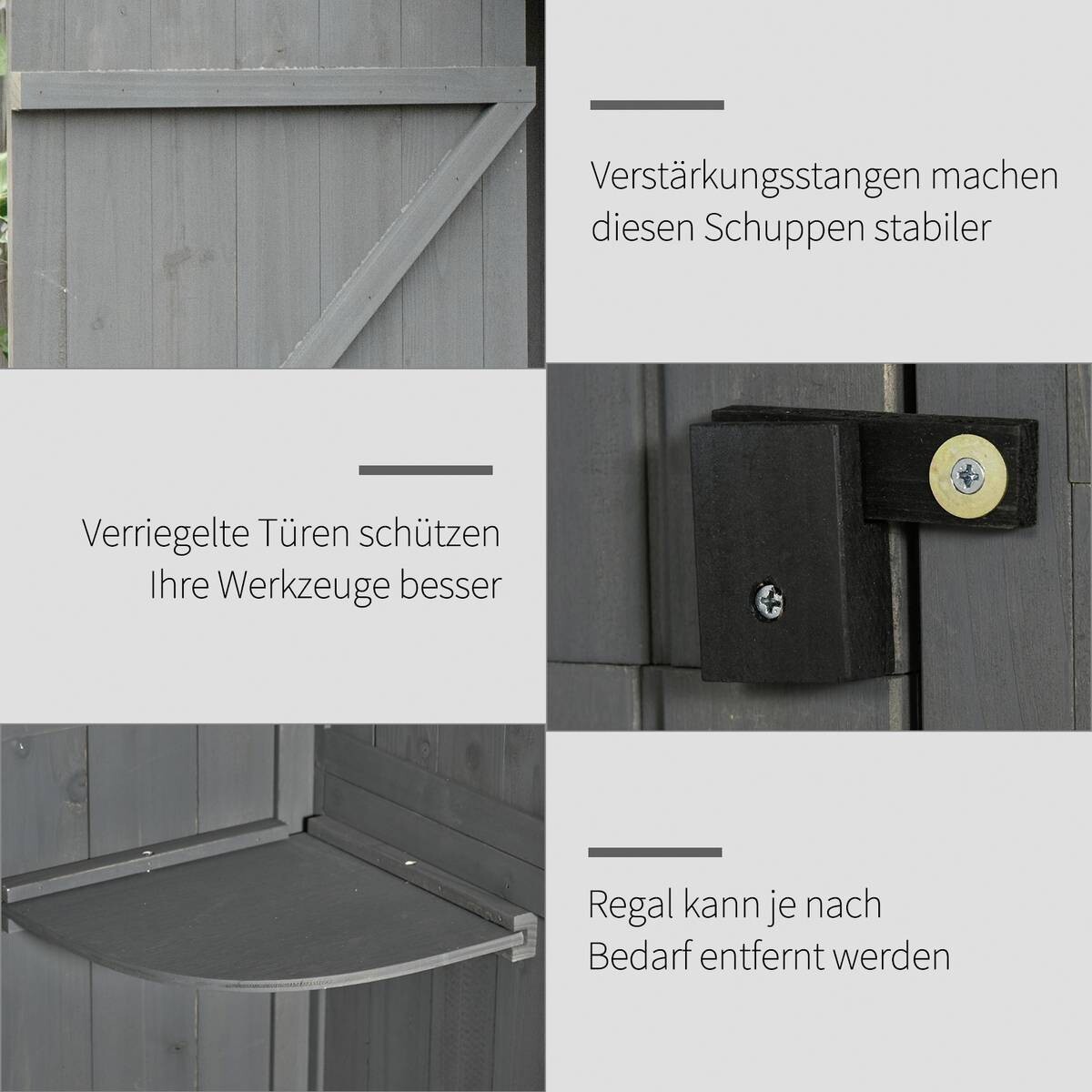 Outsunny Gartenhaus grau B/H/L: ca. 54x179x77 cm