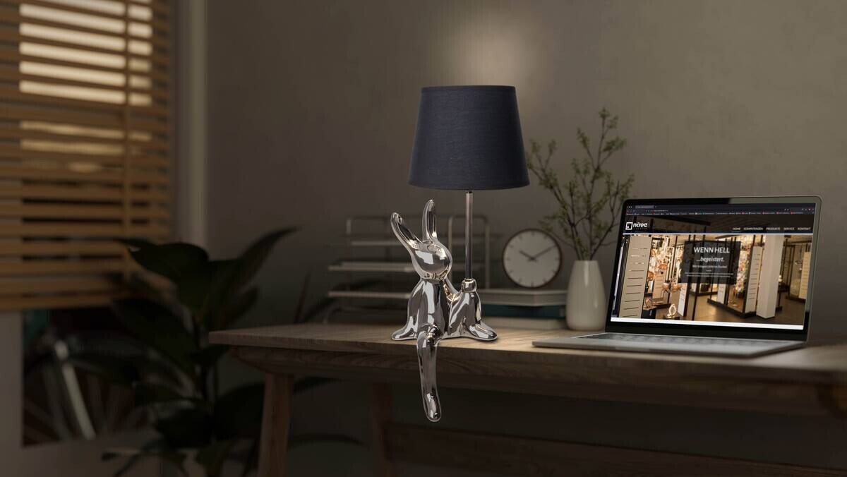 Näve Leuchten Tischleuchte silber Keramik B/H/T/D: ca. 18x45x18x18 cm E14 1 Brennstellen